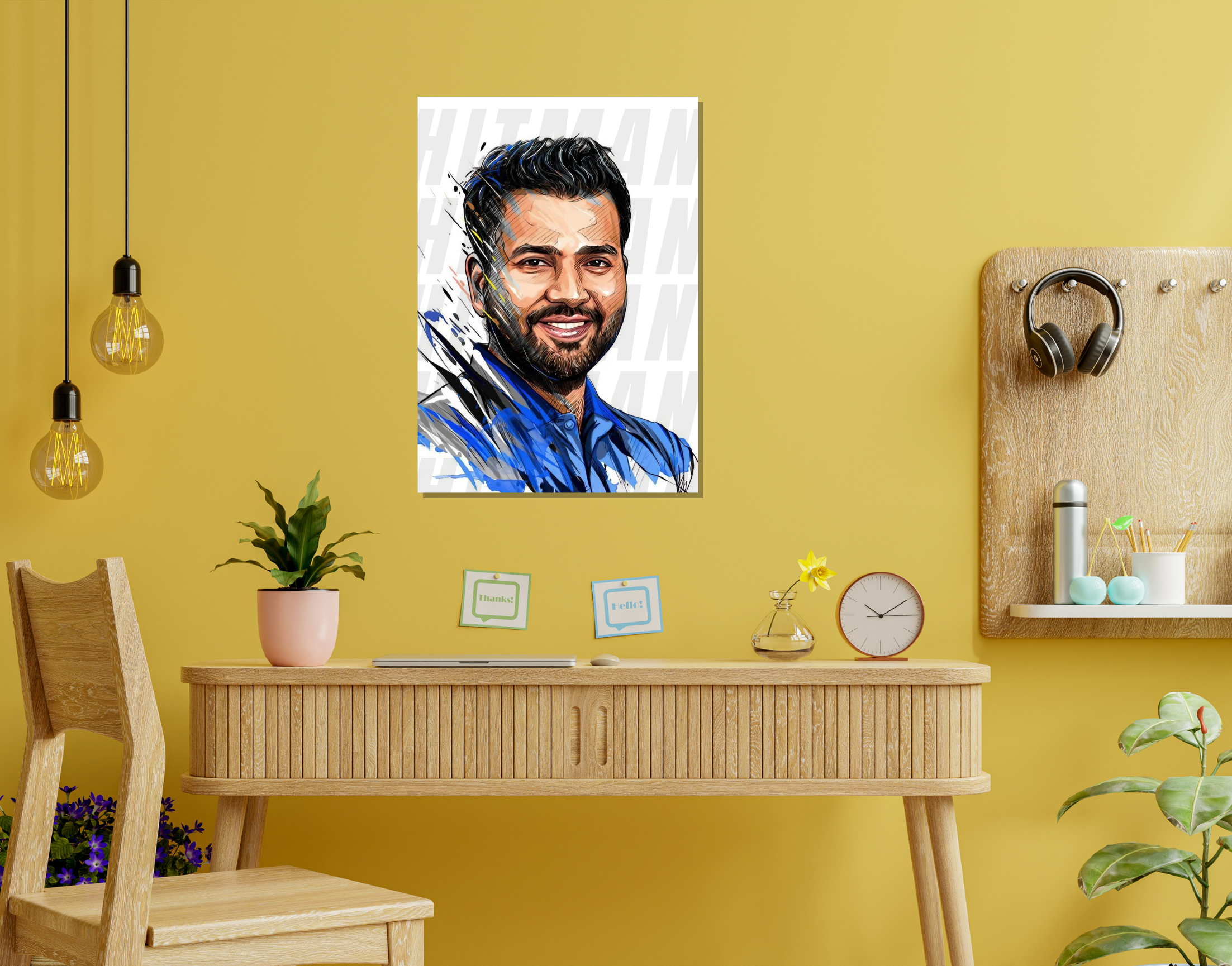 "HITMAN: Rohit In Blue"- Shiny & Sturdy Metallic Poster Art That Pops & Sticks