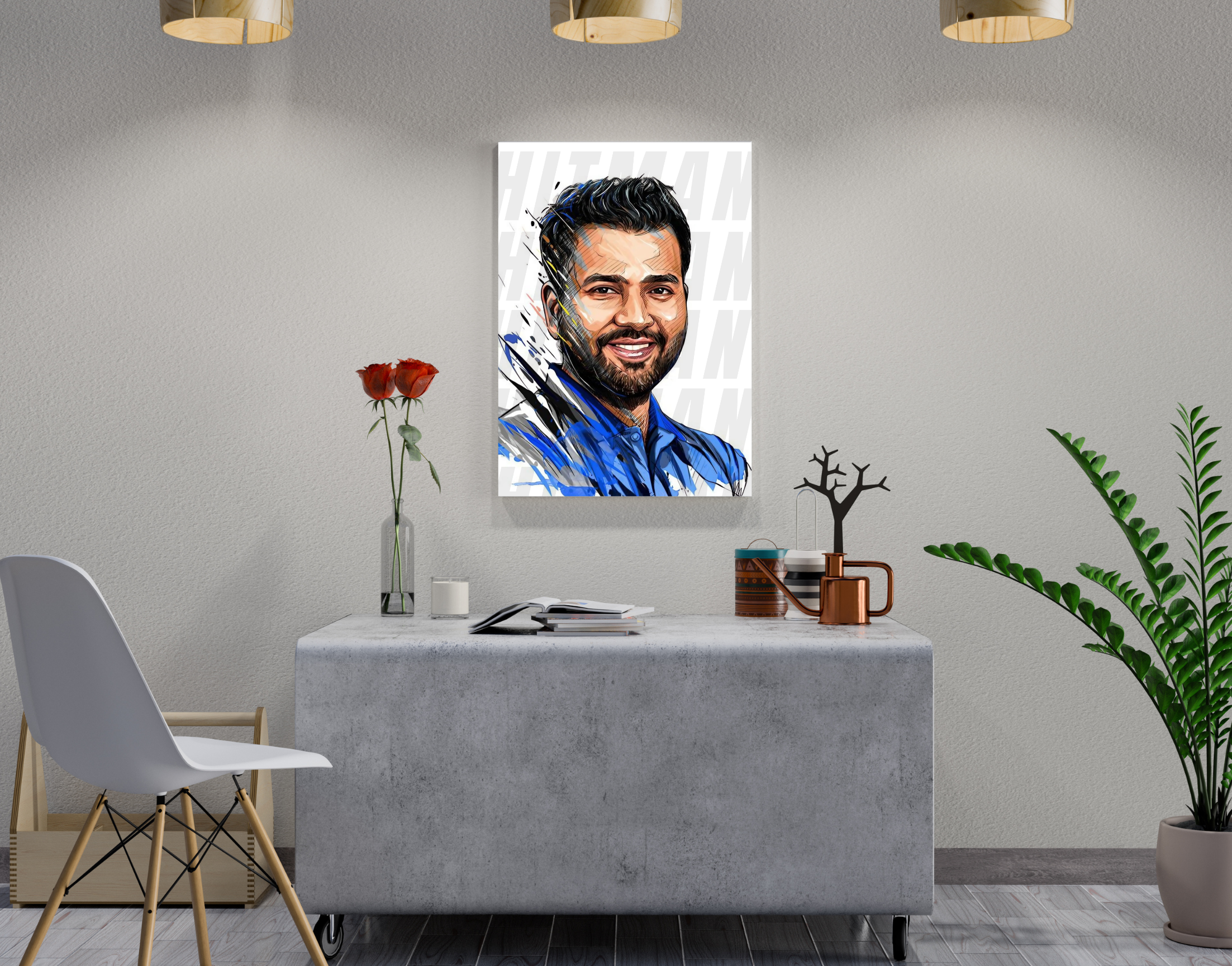 "HITMAN: Rohit In Blue"- Shiny & Sturdy Metallic Poster Art That Pops & Sticks