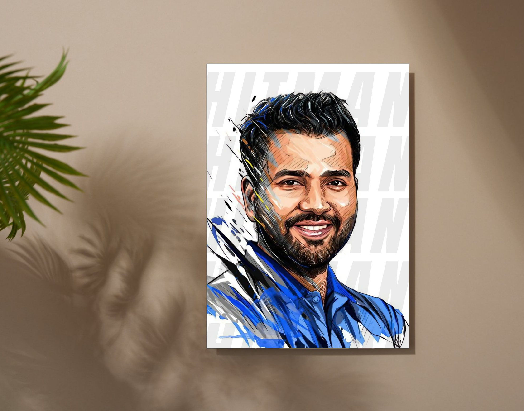 "HITMAN: Rohit In Blue"- Shiny & Sturdy Metallic Poster Art That Pops & Sticks