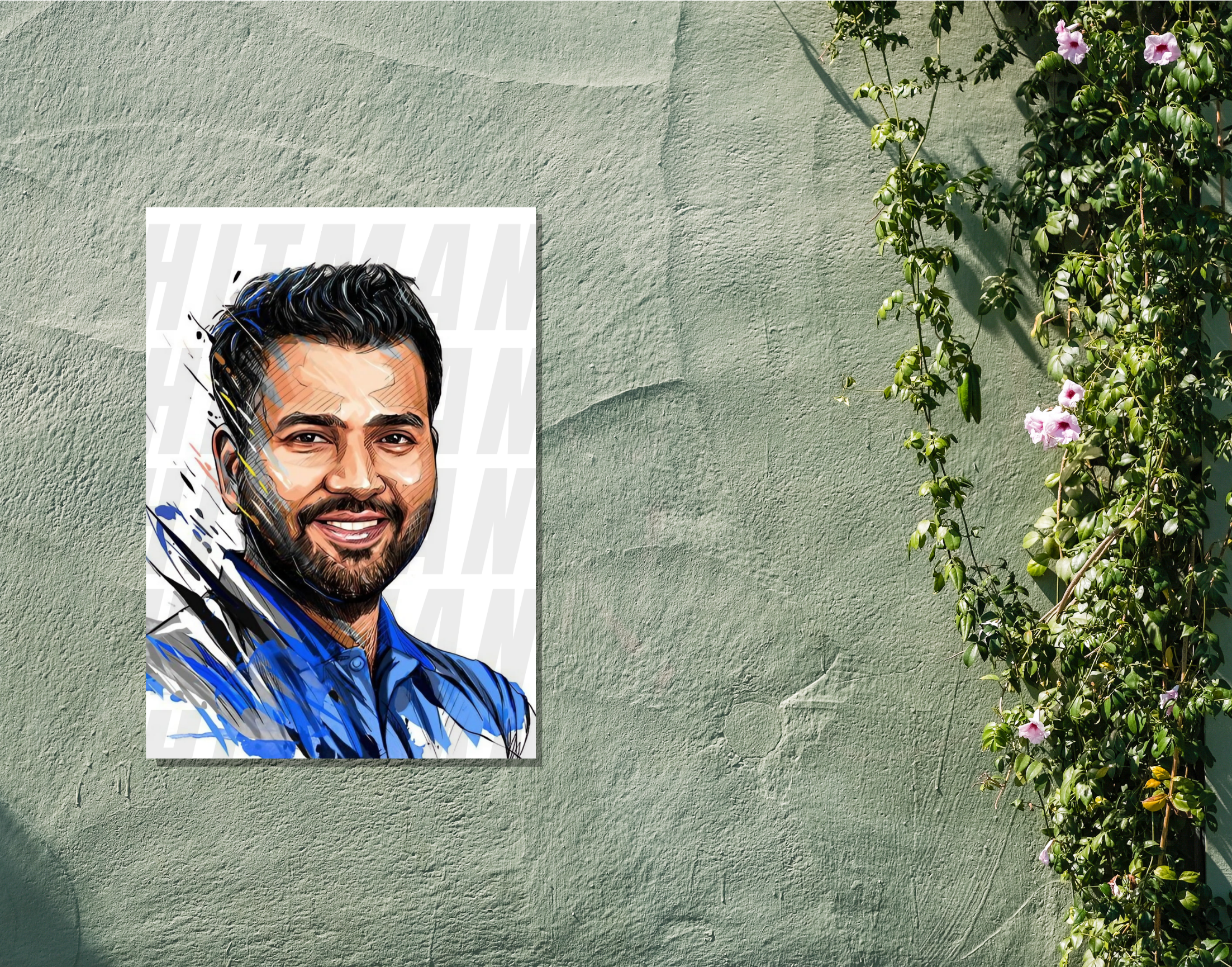 "HITMAN: Rohit In Blue"- Shiny & Sturdy Metallic Poster Art That Pops & Sticks