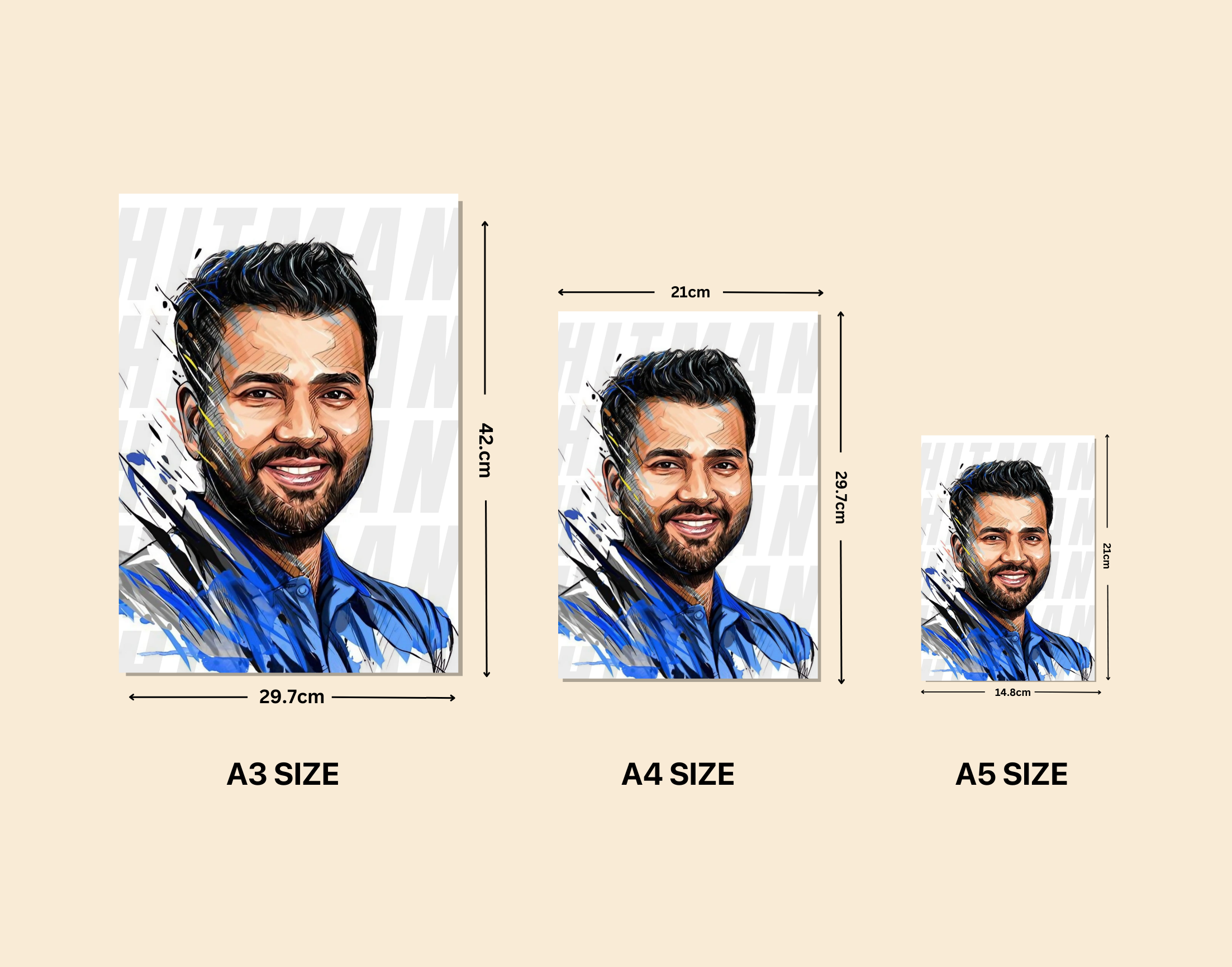 "HITMAN: Rohit In Blue"- Shiny & Sturdy Metallic Poster Art That Pops & Sticks