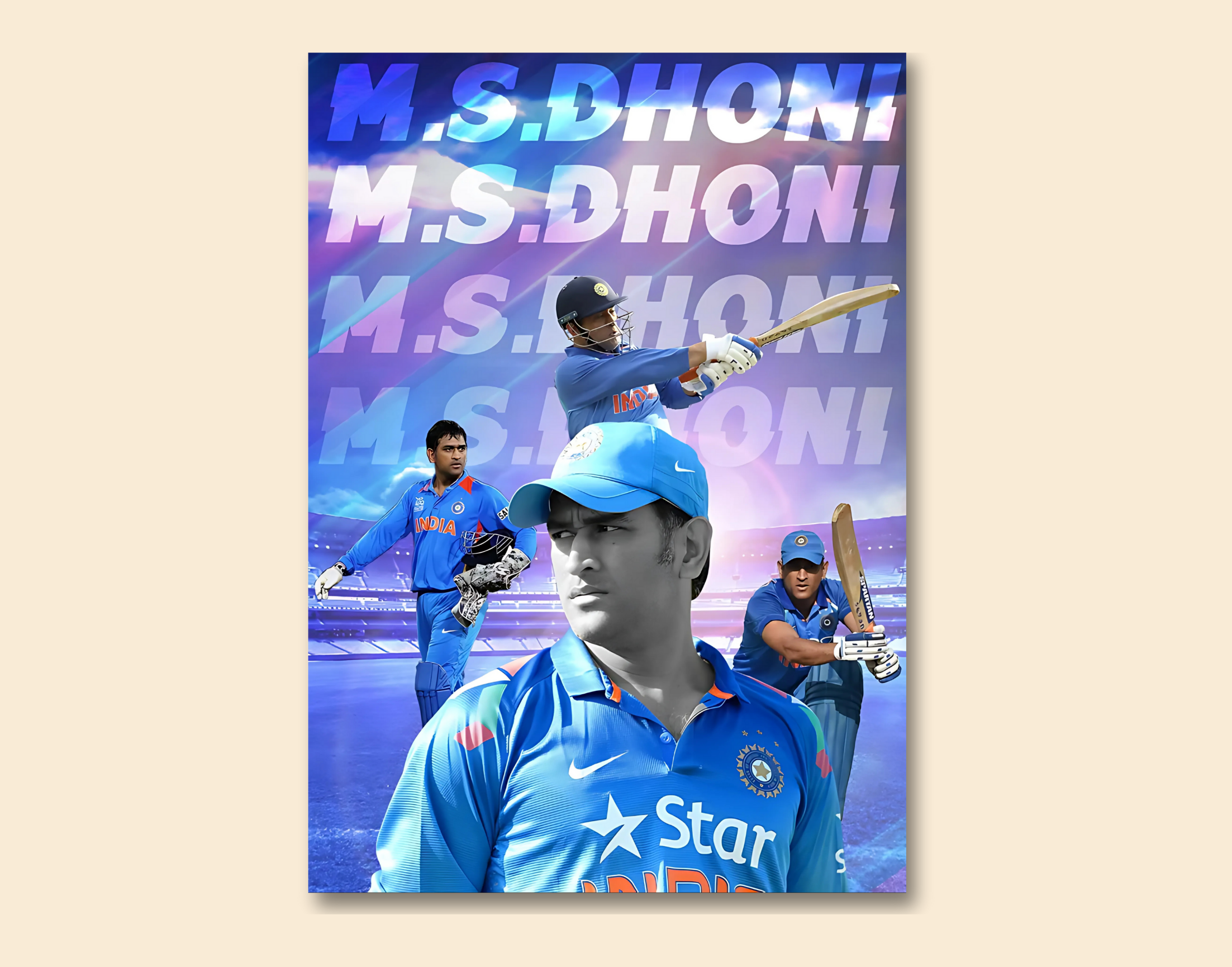 "MSD: THE CAPTAIN COOL"- Shiny & Sturdy Metallic Poster Art That Pops & Sticks