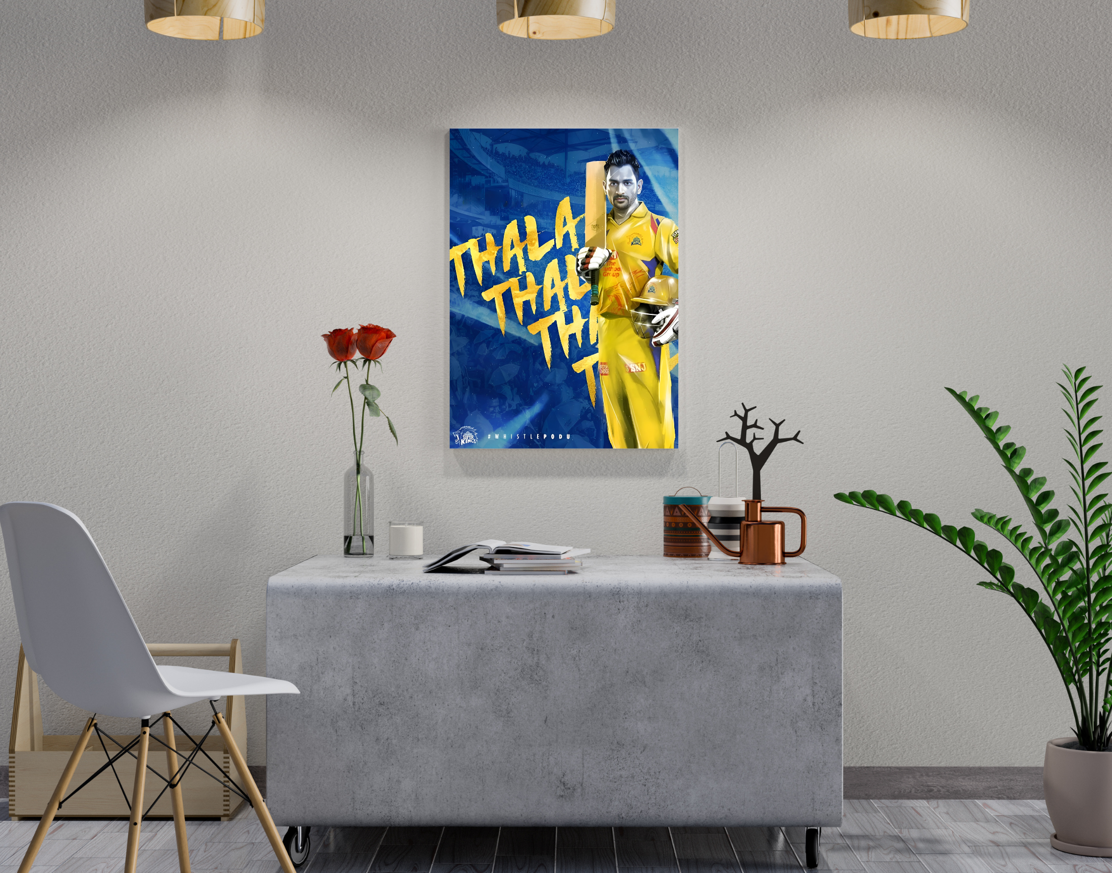 "MS Dhoni = CSK’s Soul"- Shiny & Sturdy Metallic Poster Art That Pops & Sticks