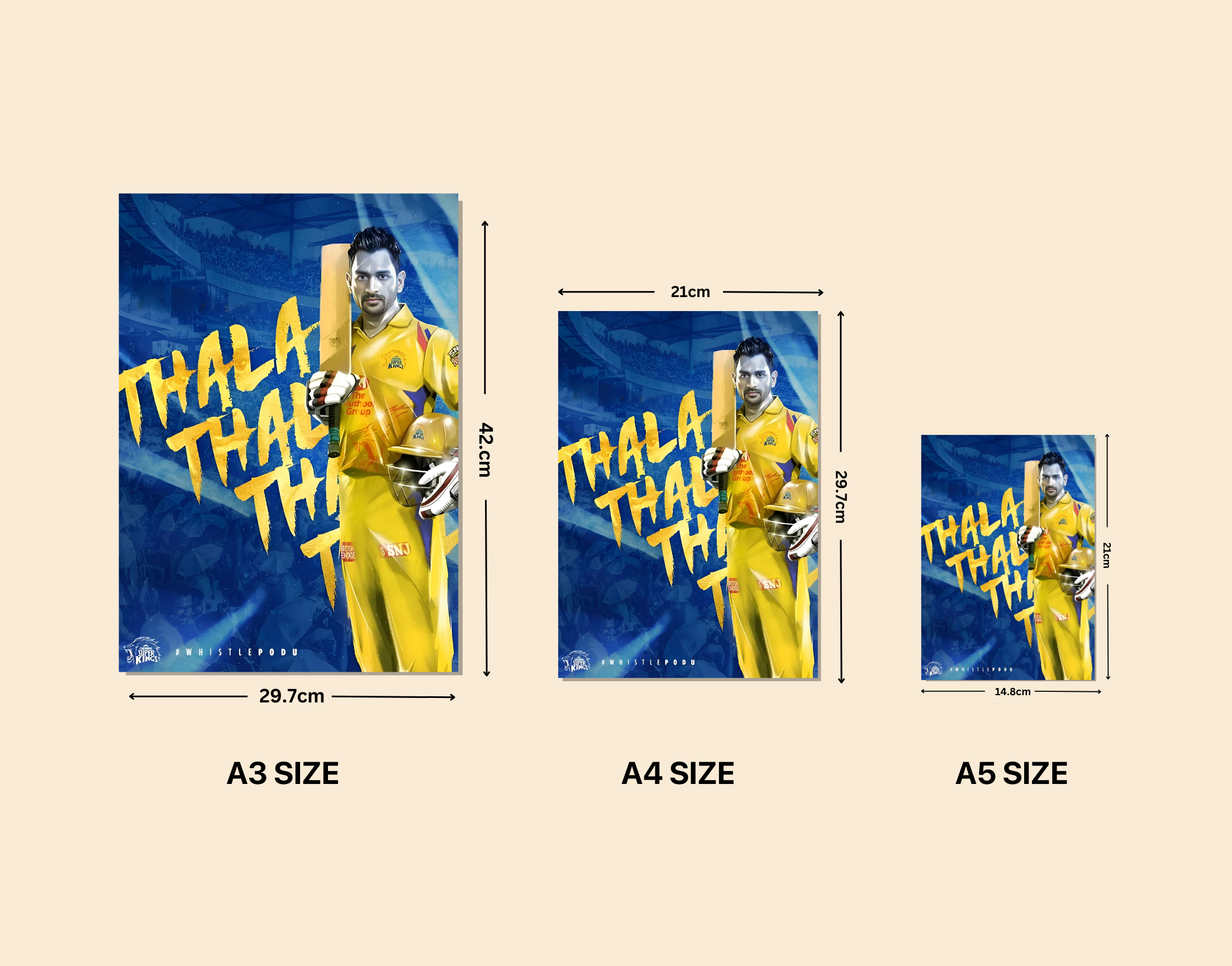 "MS Dhoni = CSK’s Soul"- Shiny & Sturdy Metallic Poster Art That Pops & Sticks