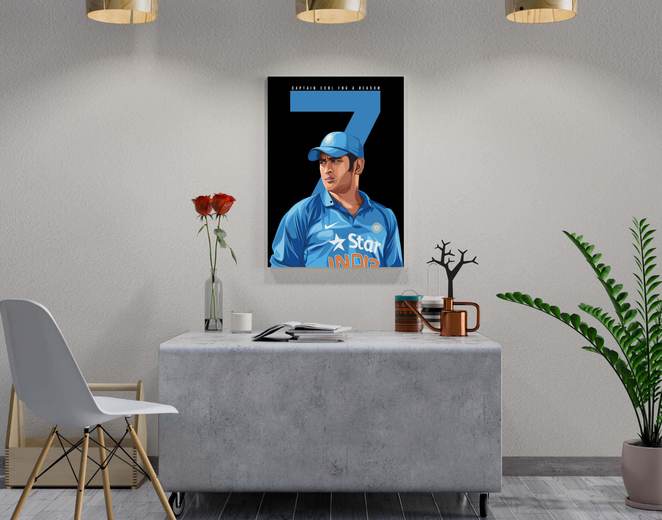 "CAPTAIN COOL : MS. DHONI"- Shiny & Sturdy Metallic Poster Art That Pops & Sticks