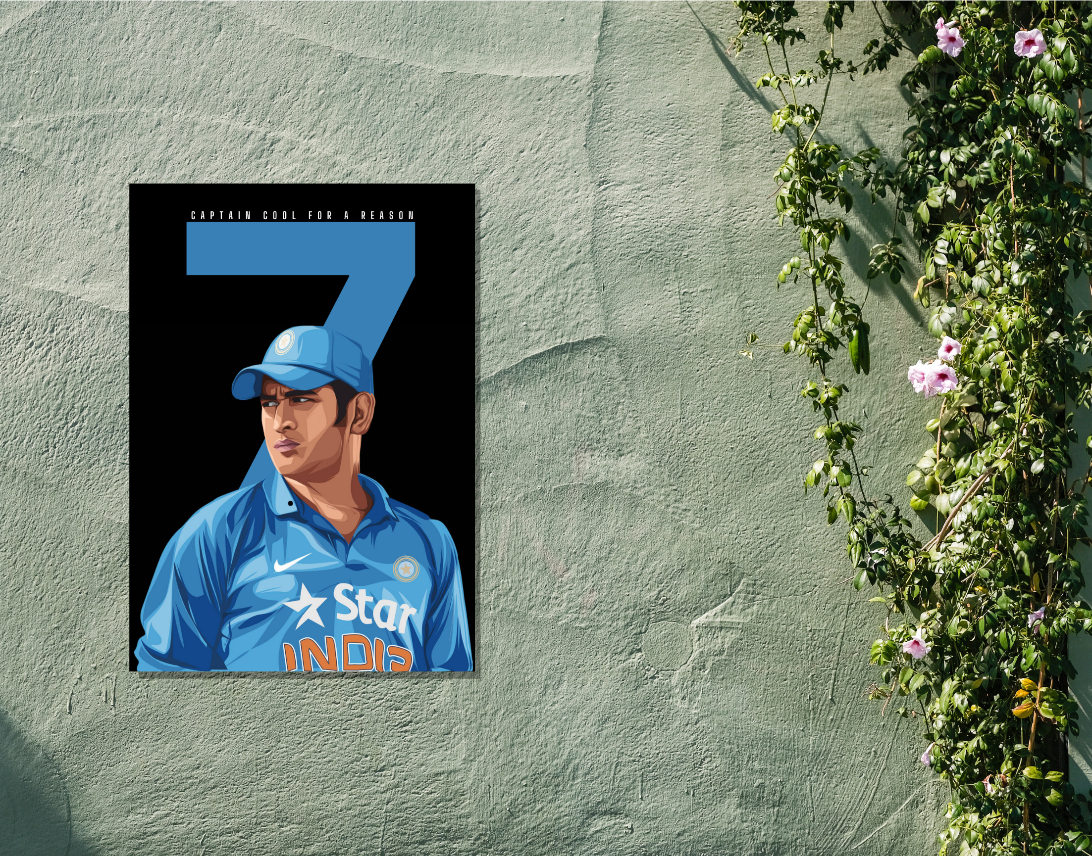 "CAPTAIN COOL : MS. DHONI"- Shiny & Sturdy Metallic Poster Art That Pops & Sticks