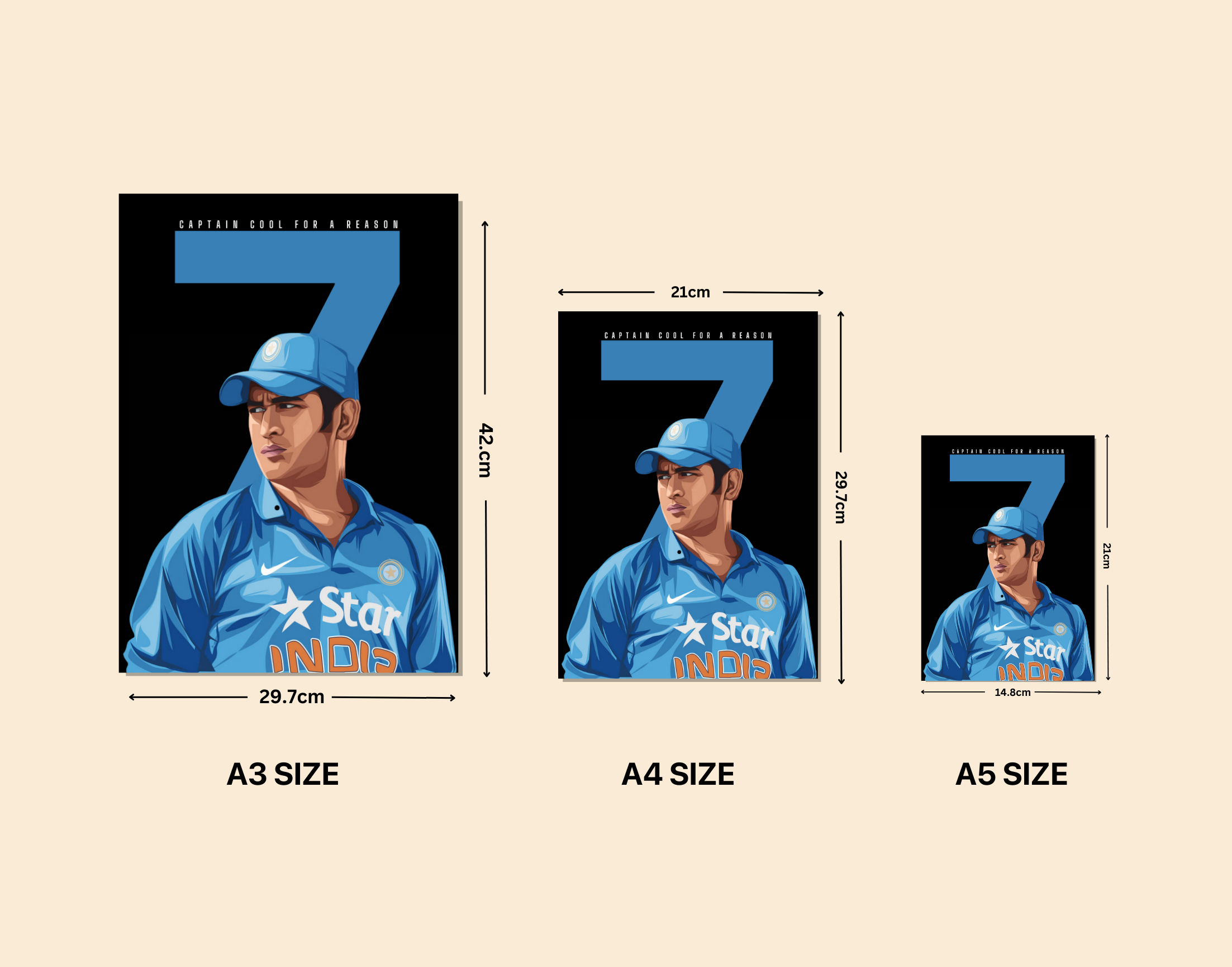"CAPTAIN COOL : MS. DHONI"- Shiny & Sturdy Metallic Poster Art That Pops & Sticks
