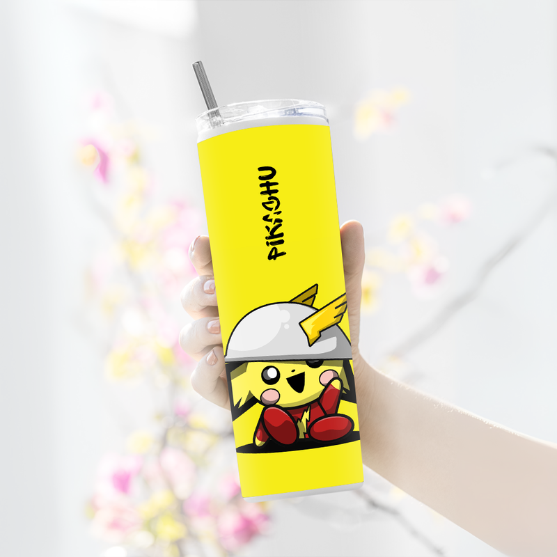 "PIKACHU CUTE CARTOON" Tumbler with Metal Straw