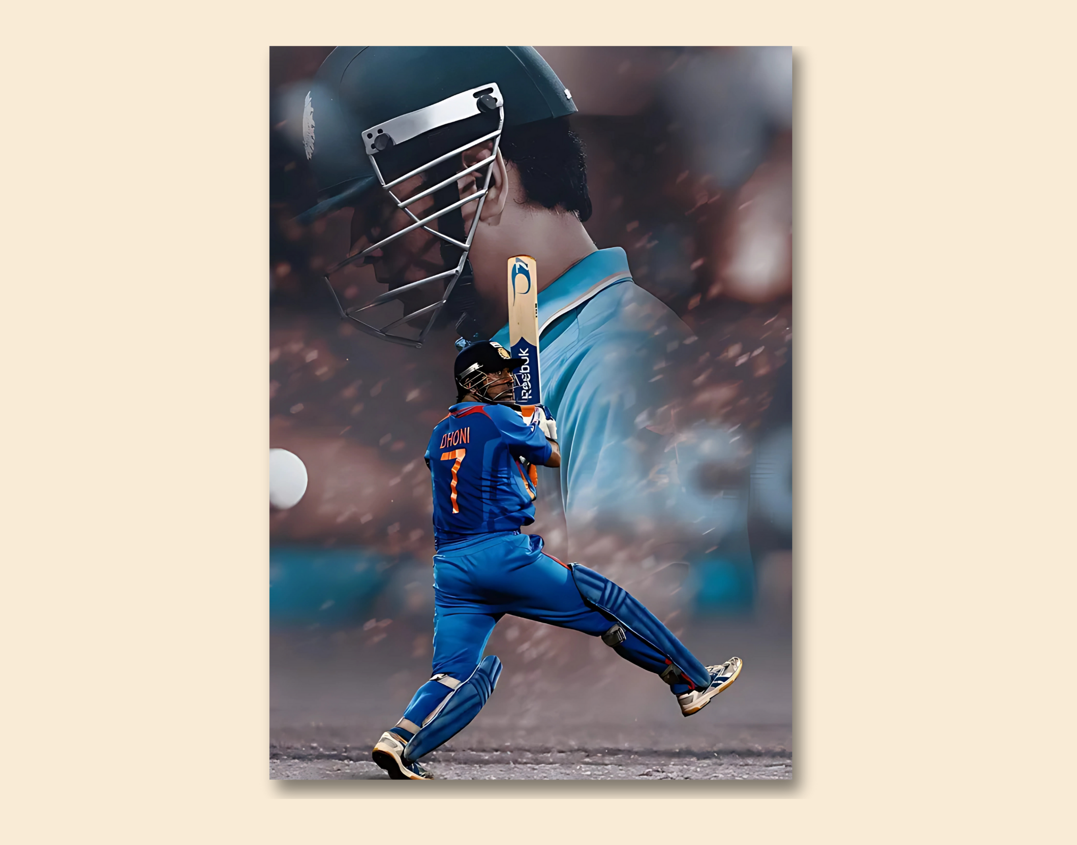 "King of the helicopter shot: MS DHONI"- Shiny & Sturdy Metallic Poster Art That Pops & Sticks