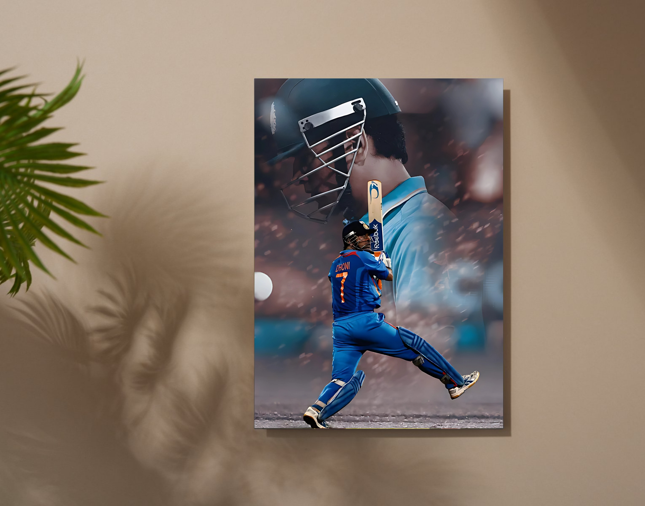 "King of the helicopter shot: MS DHONI"- Shiny & Sturdy Metallic Poster Art That Pops & Sticks