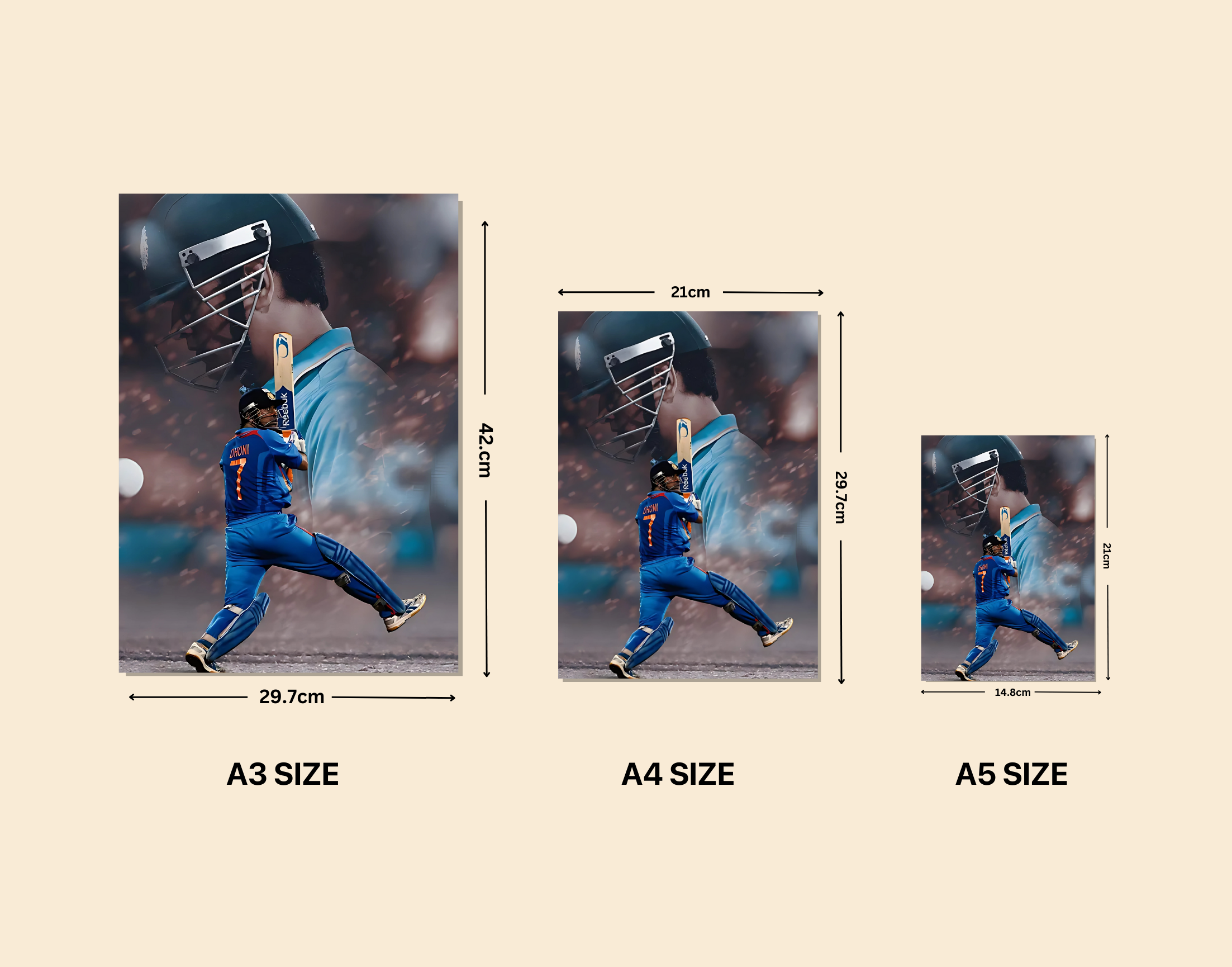 "King of the helicopter shot: MS DHONI"- Shiny & Sturdy Metallic Poster Art That Pops & Sticks