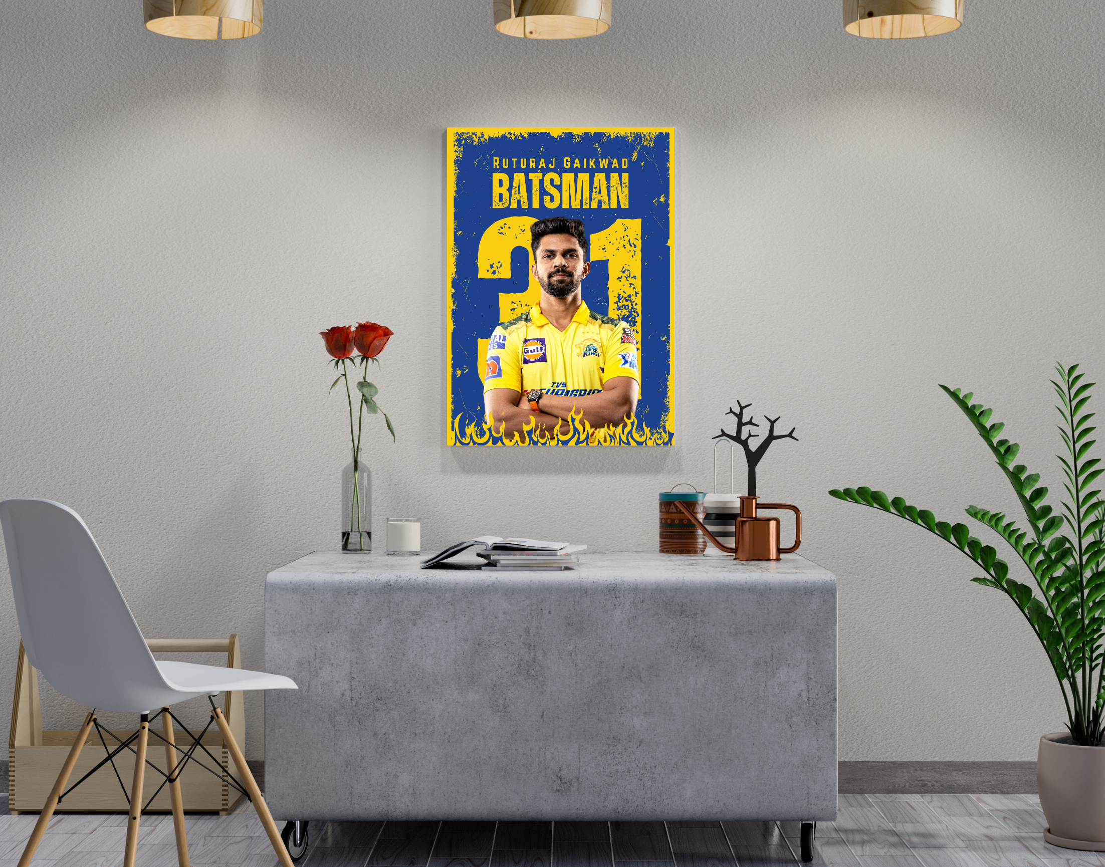 "Ruturaj Gaikwad #31 Chennai Super Kings"- Shiny & Sturdy Metallic Poster Art That Pops & Sticks