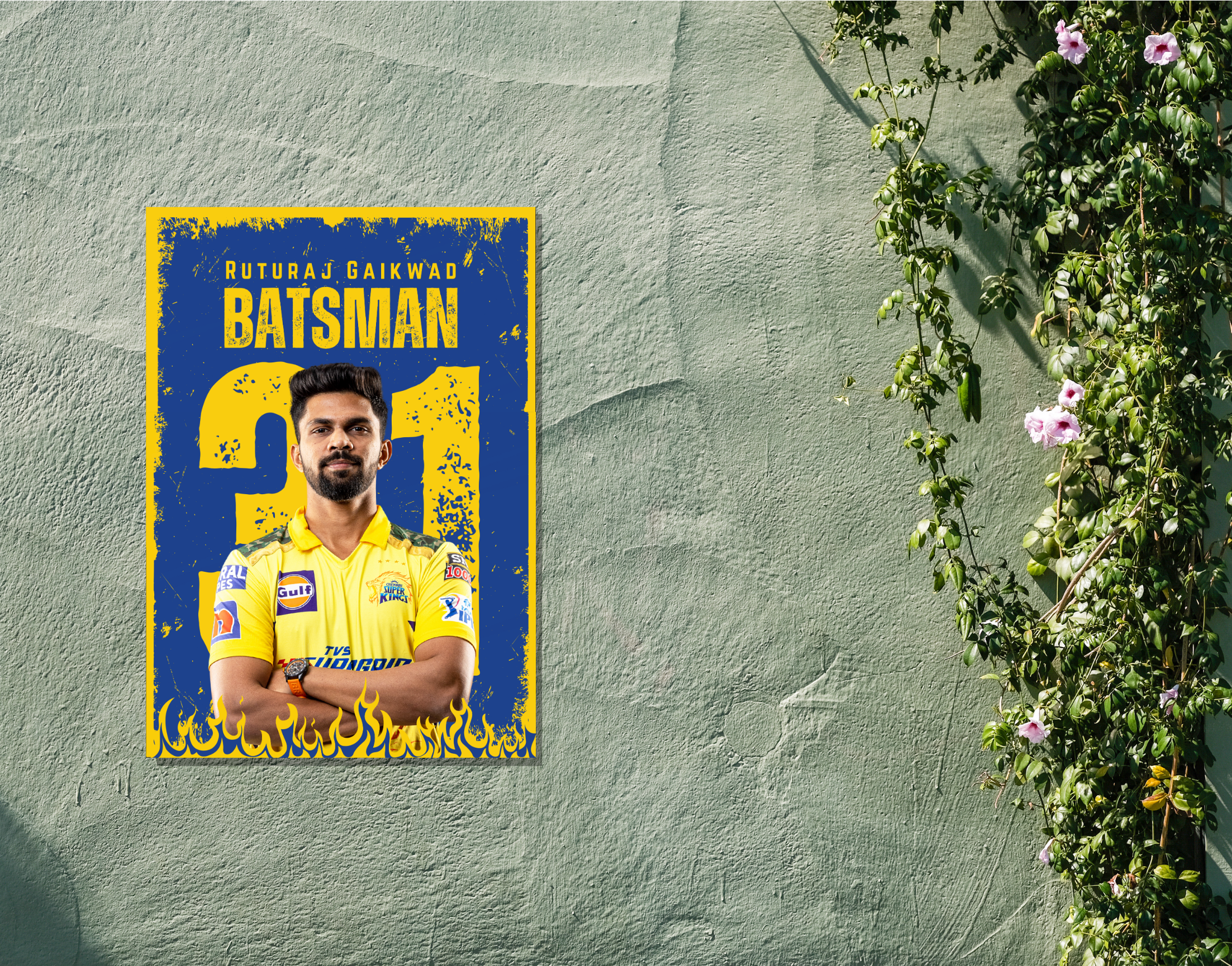 "Ruturaj Gaikwad #31 Chennai Super Kings"- Shiny & Sturdy Metallic Poster Art That Pops & Sticks