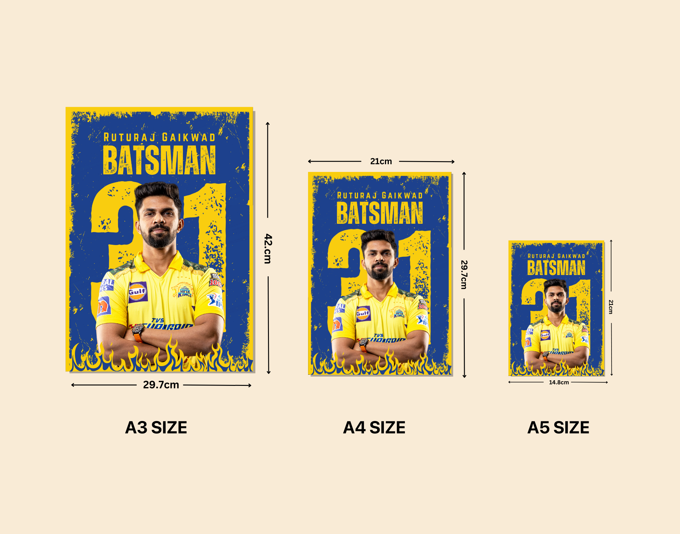 "Ruturaj Gaikwad #31 Chennai Super Kings"- Shiny & Sturdy Metallic Poster Art That Pops & Sticks