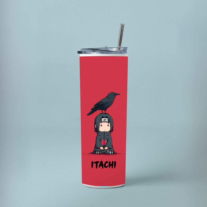 "ITACHI WITH CROW" Tumbler with Metal Straw