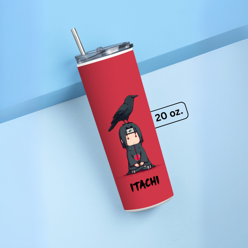 "ITACHI WITH CROW" Tumbler with Metal Straw