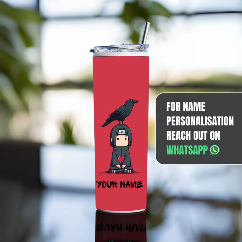 "ITACHI WITH CROW" Tumbler with Metal Straw
