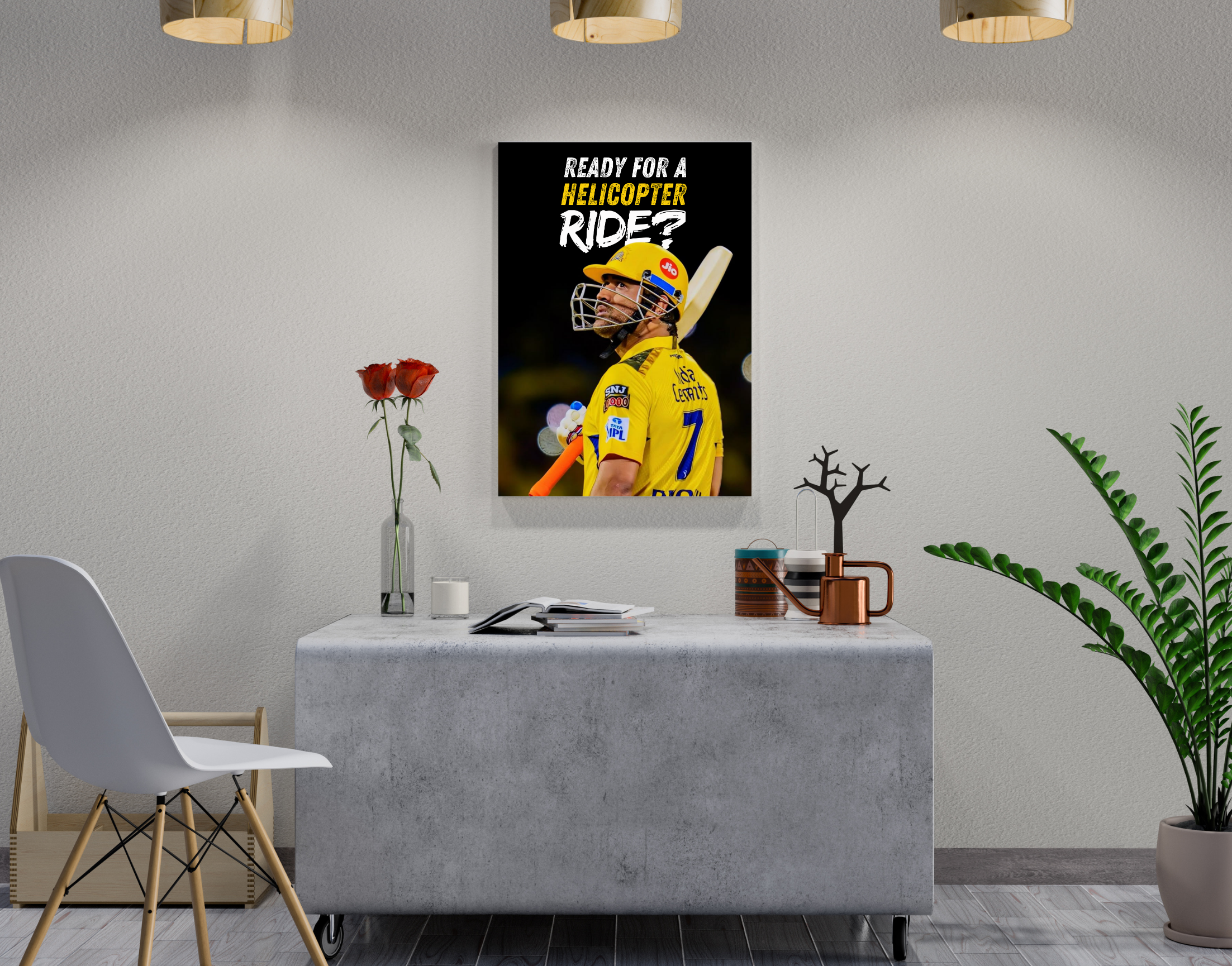 "Dhoni's Helicopter Shot"- Shiny & Sturdy Metallic Poster Art That Pops & Sticks