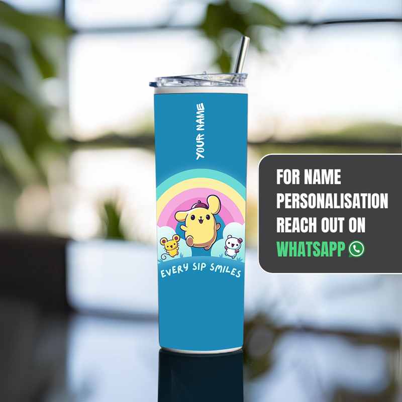 "EVERY SIP SMILES" Tumbler with Metal Straw