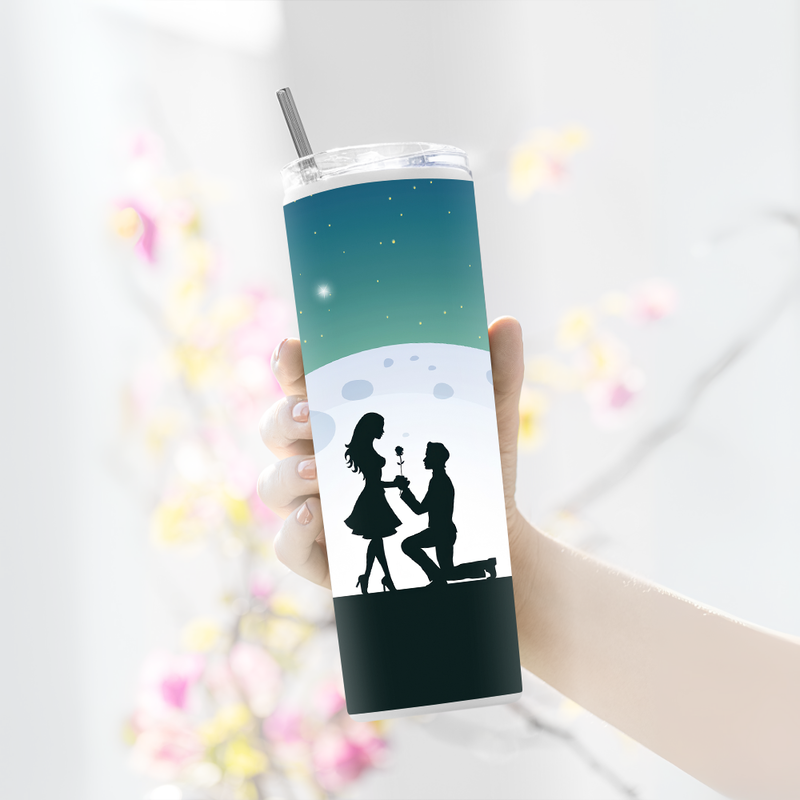 "LOVE COUPLE" Tumbler with Metal Straw