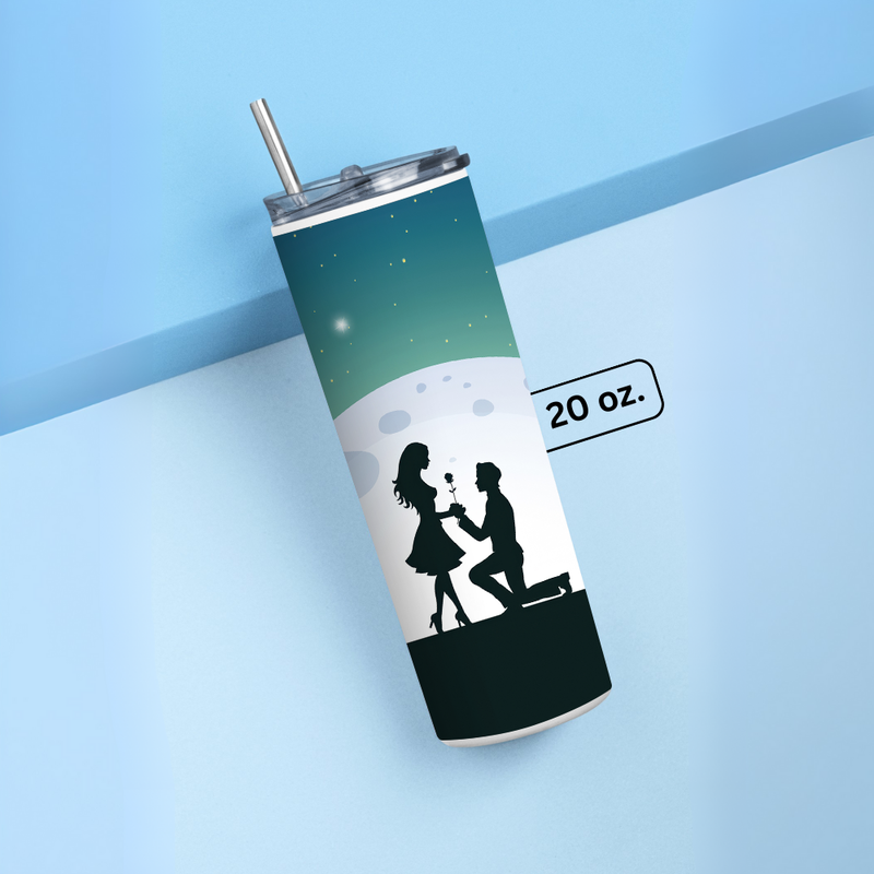 "LOVE COUPLE" Tumbler with Metal Straw