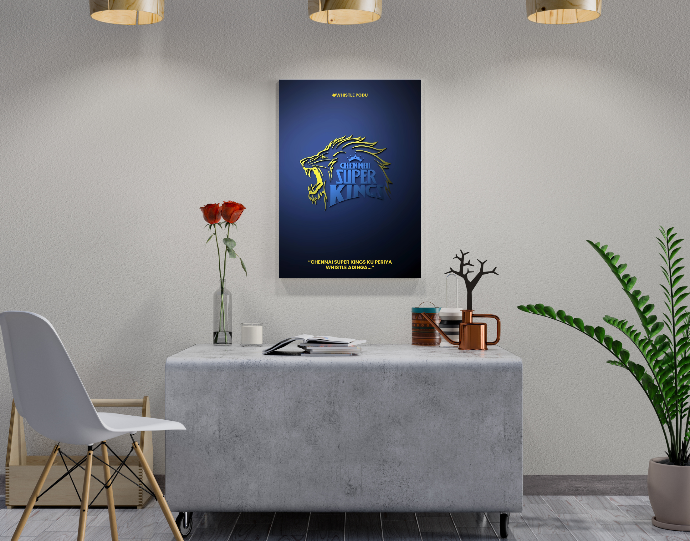 "CSK: Chennai Super Kings ku periya Whistle Adinga"- Shiny & Sturdy Metallic Poster Art That Pops & Sticks