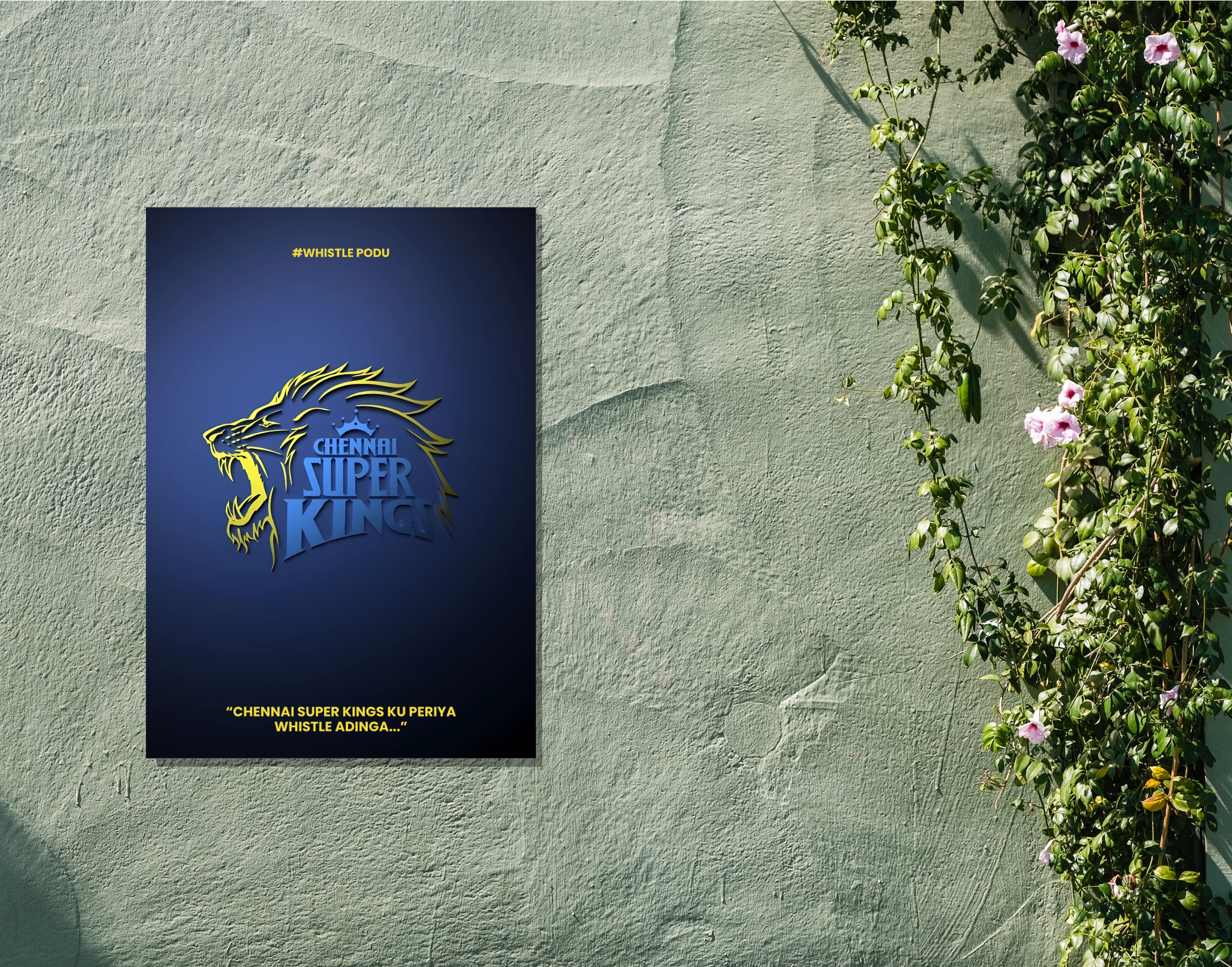 "CSK: Chennai Super Kings ku periya Whistle Adinga"- Shiny & Sturdy Metallic Poster Art That Pops & Sticks