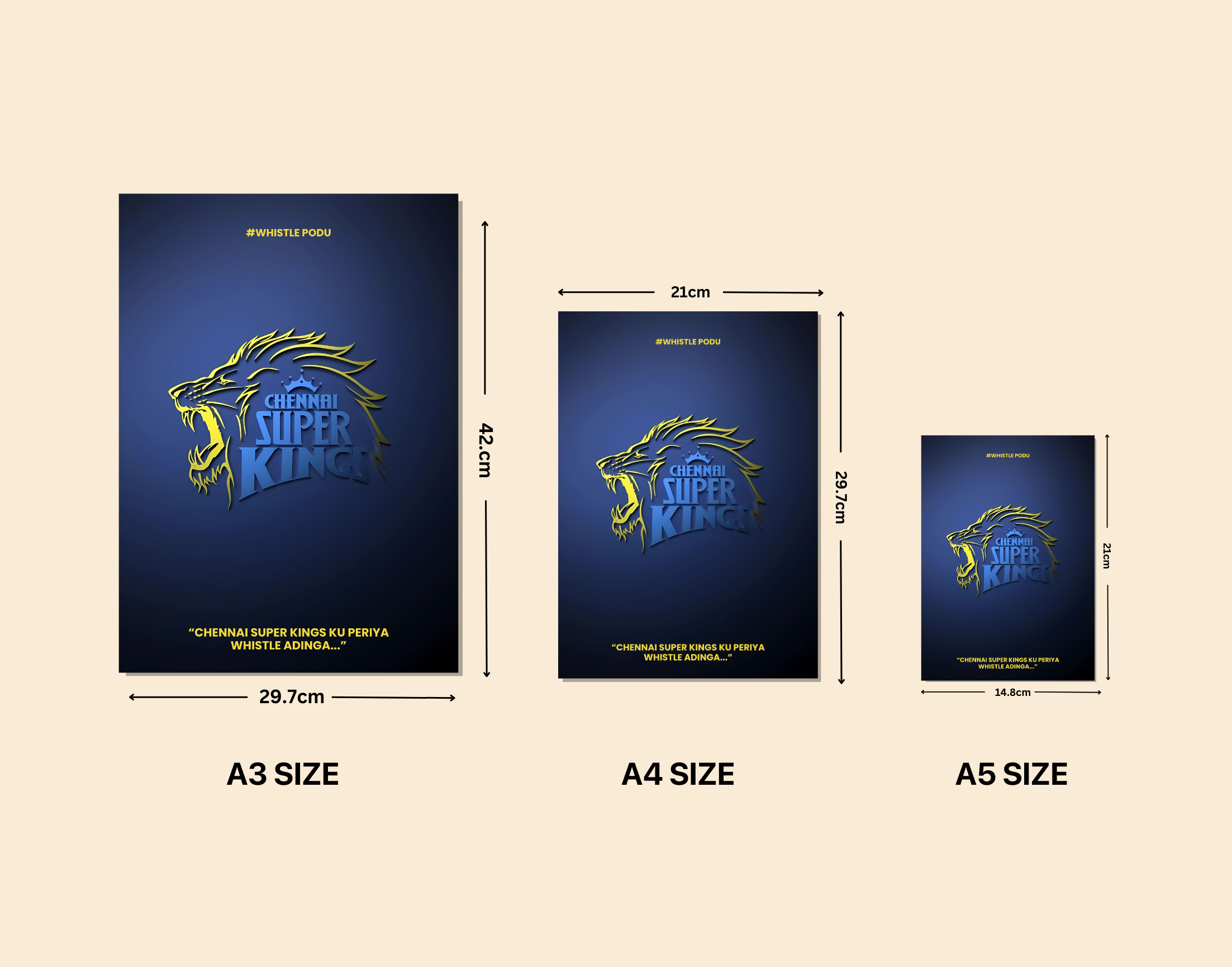 "CSK: Chennai Super Kings ku periya Whistle Adinga"- Shiny & Sturdy Metallic Poster Art That Pops & Sticks
