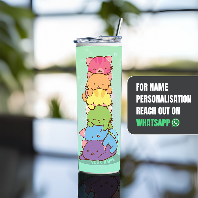 "PURRFECT SIPS" Tumbler with Metal Straw
