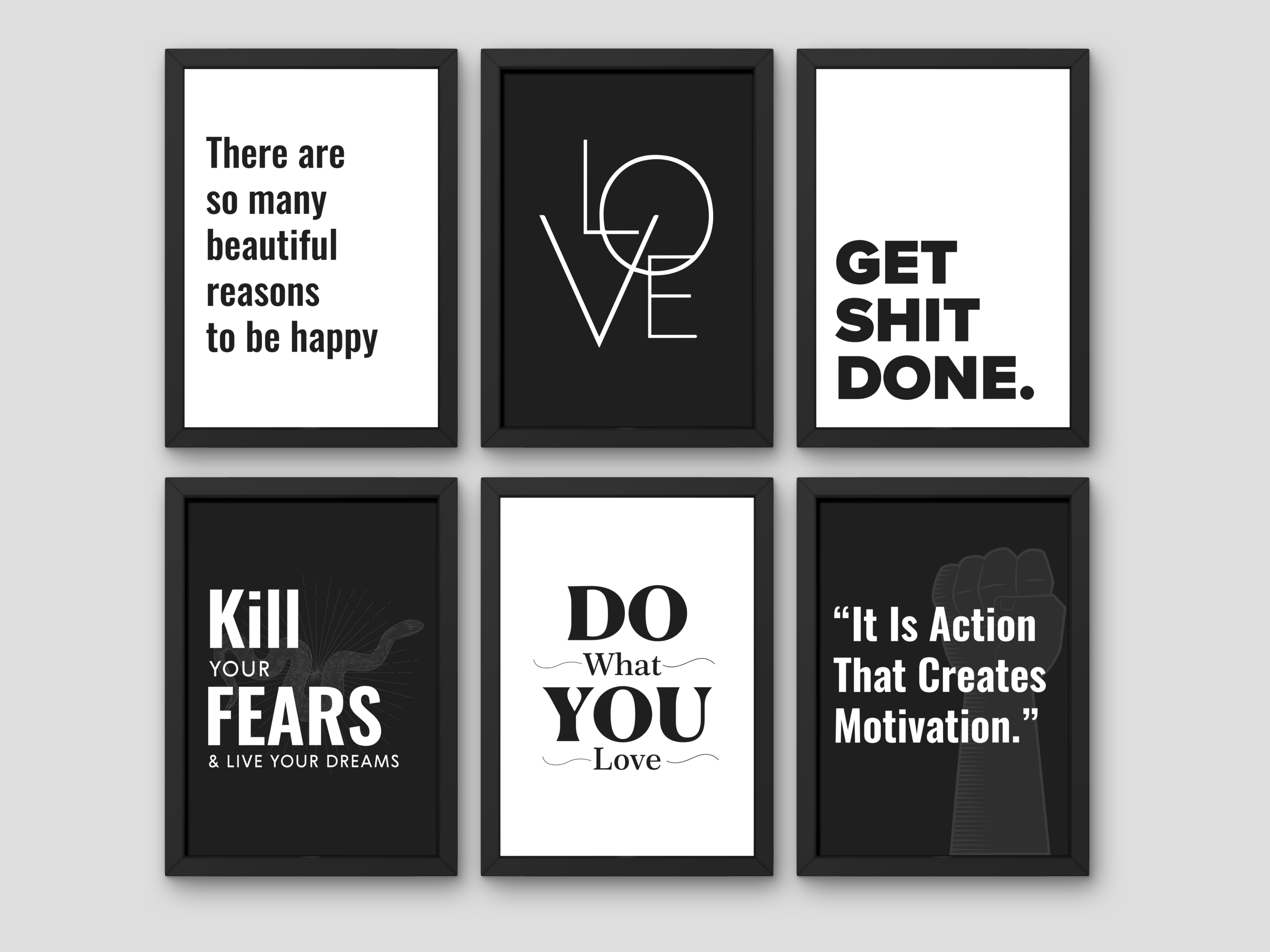 FRAMED "Motivational 6 set Combo" Poster – A4 Size - Motivation Theme