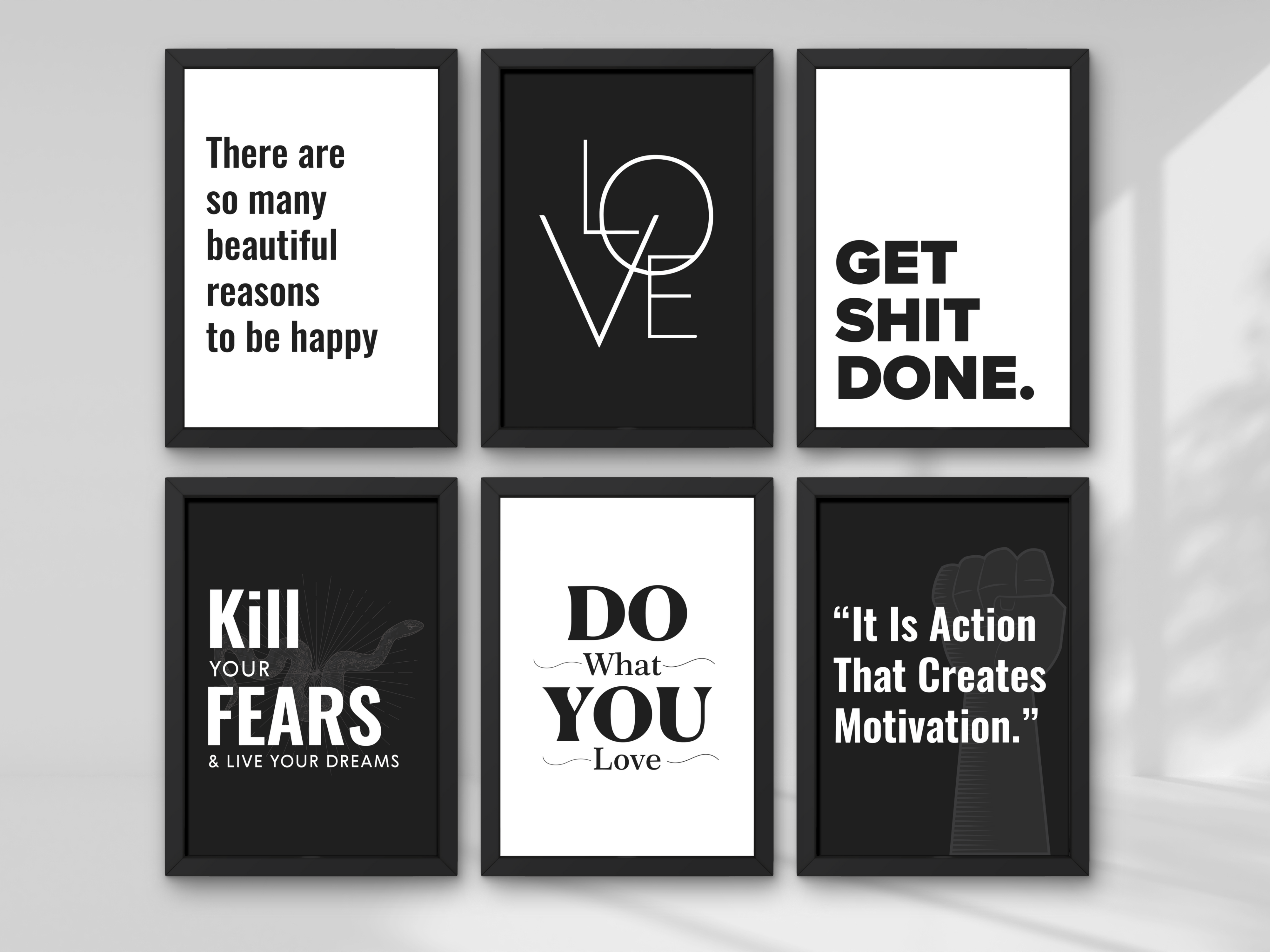 FRAMED "Motivational 6 set Combo" Poster – A4 Size - Motivation Theme