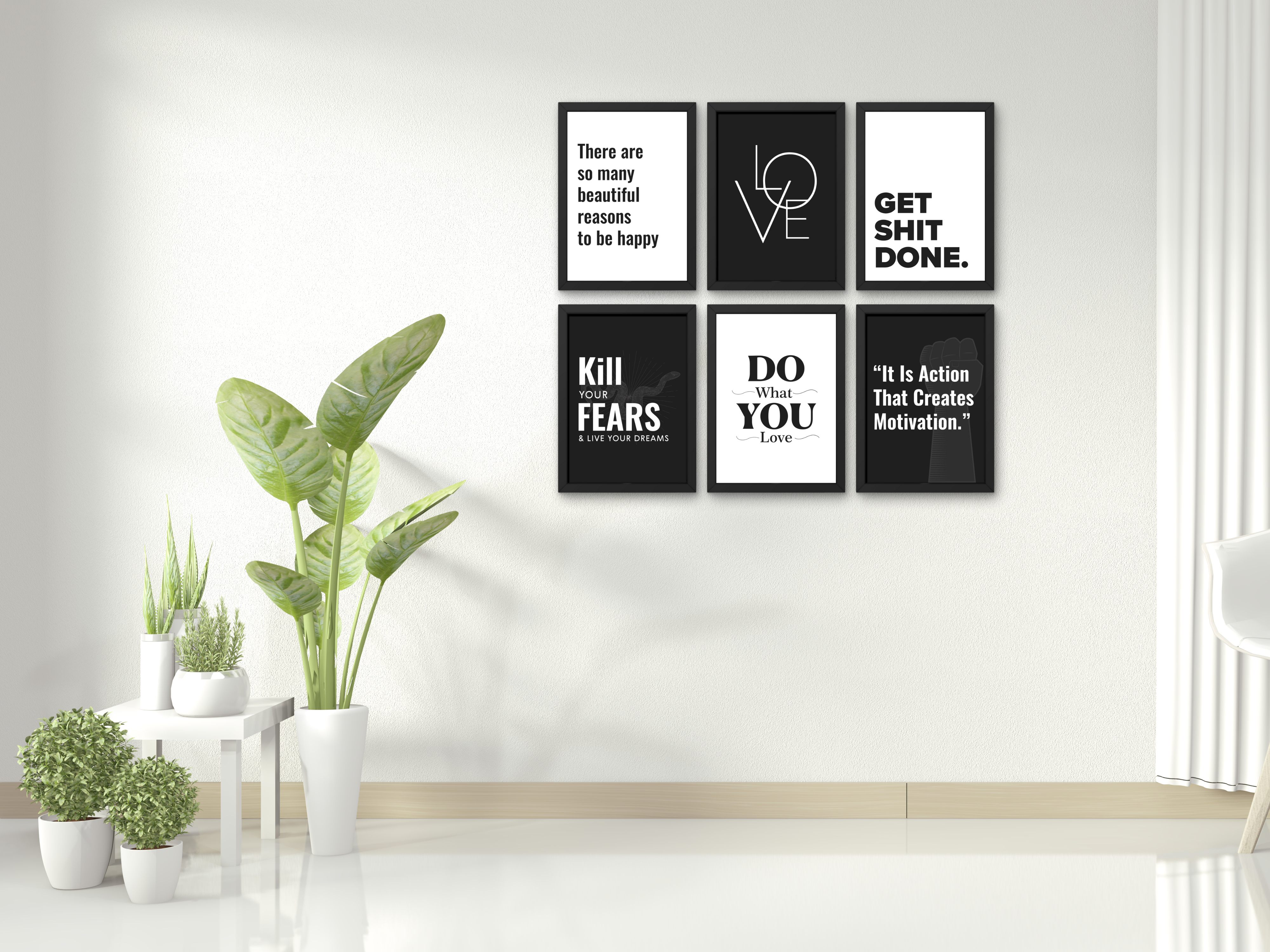 FRAMED "Motivational 6 set Combo" Poster – A4 Size - Motivation Theme