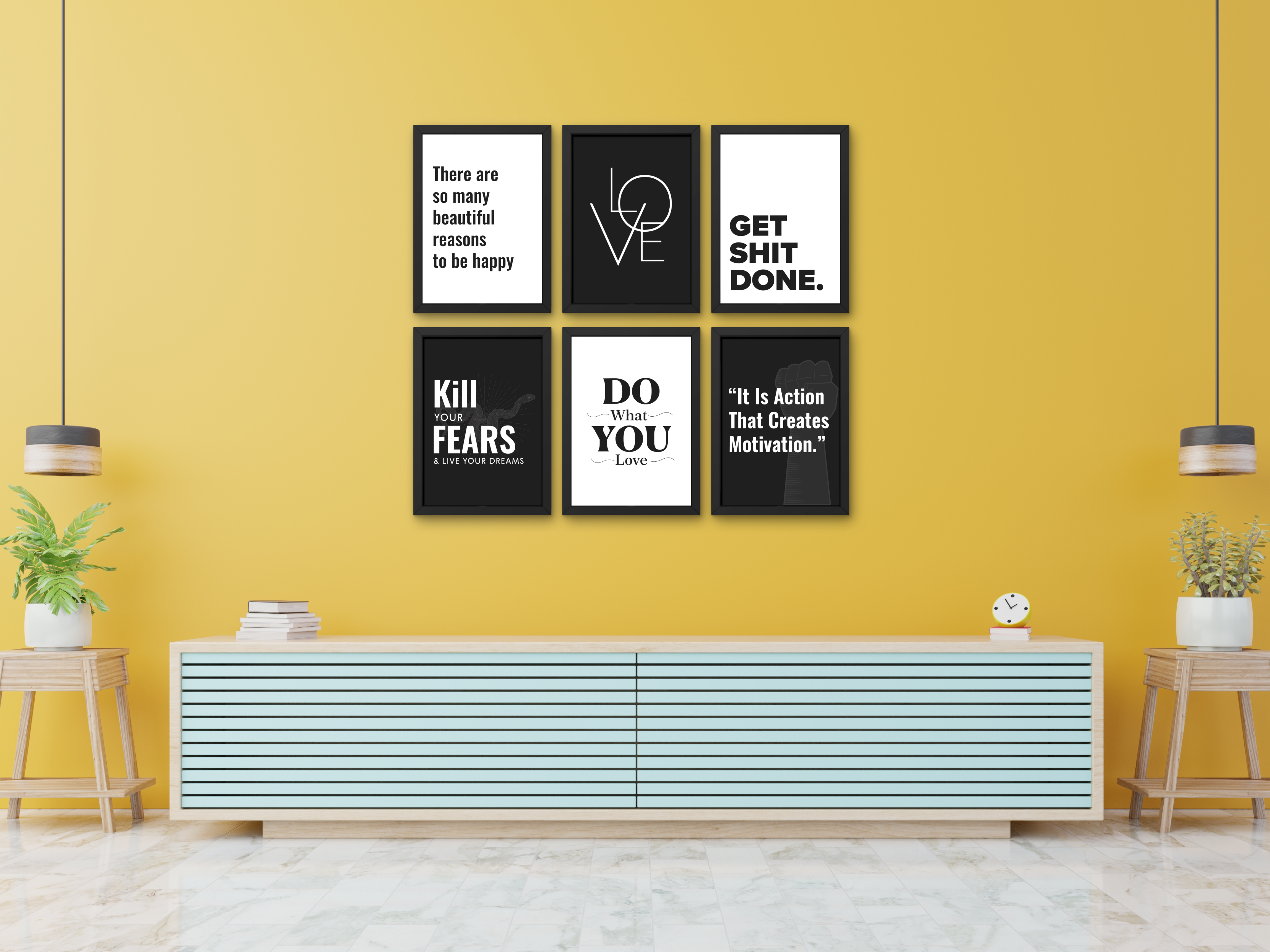 FRAMED "Motivational 6 set Combo" Poster – A4 Size - Motivation Theme