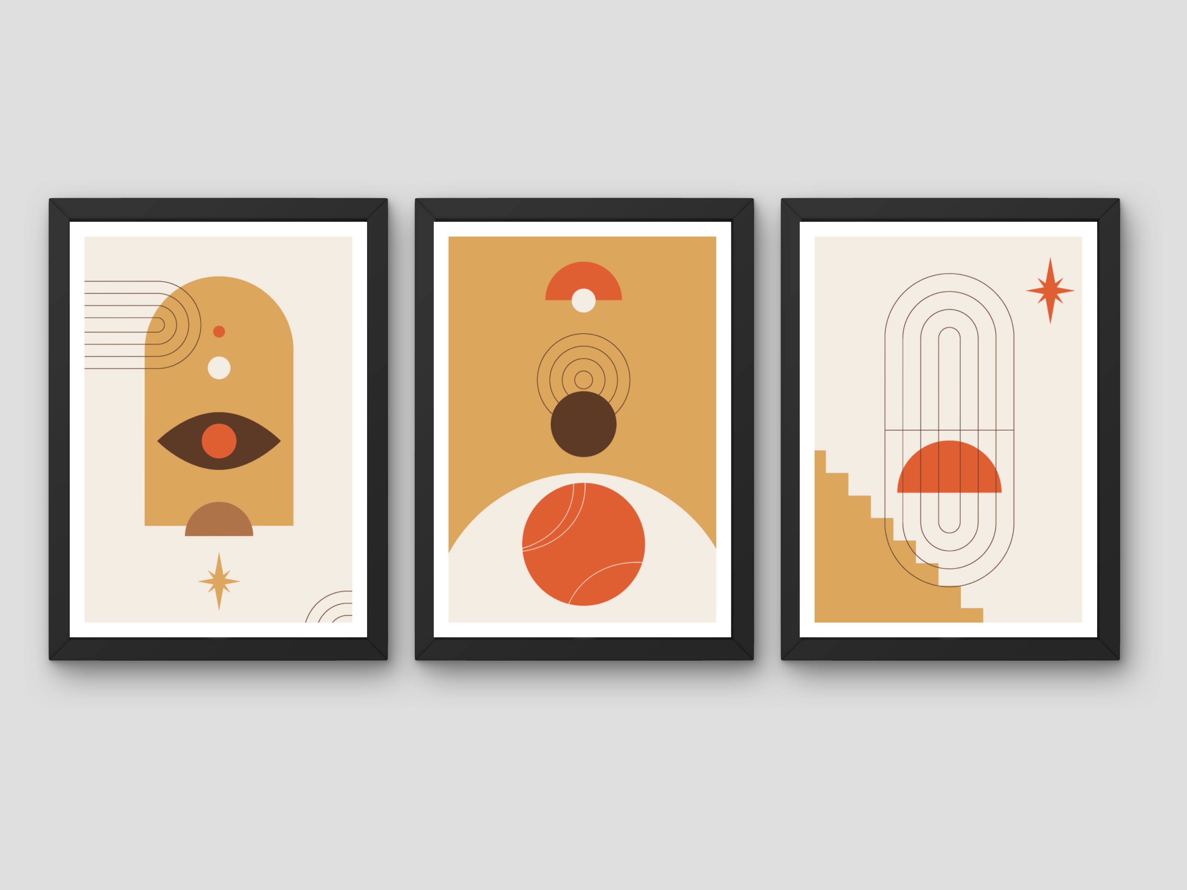 FRAMED "Abstract Art" Set of 4 Posters – A4 Size- Aesthetic Theme