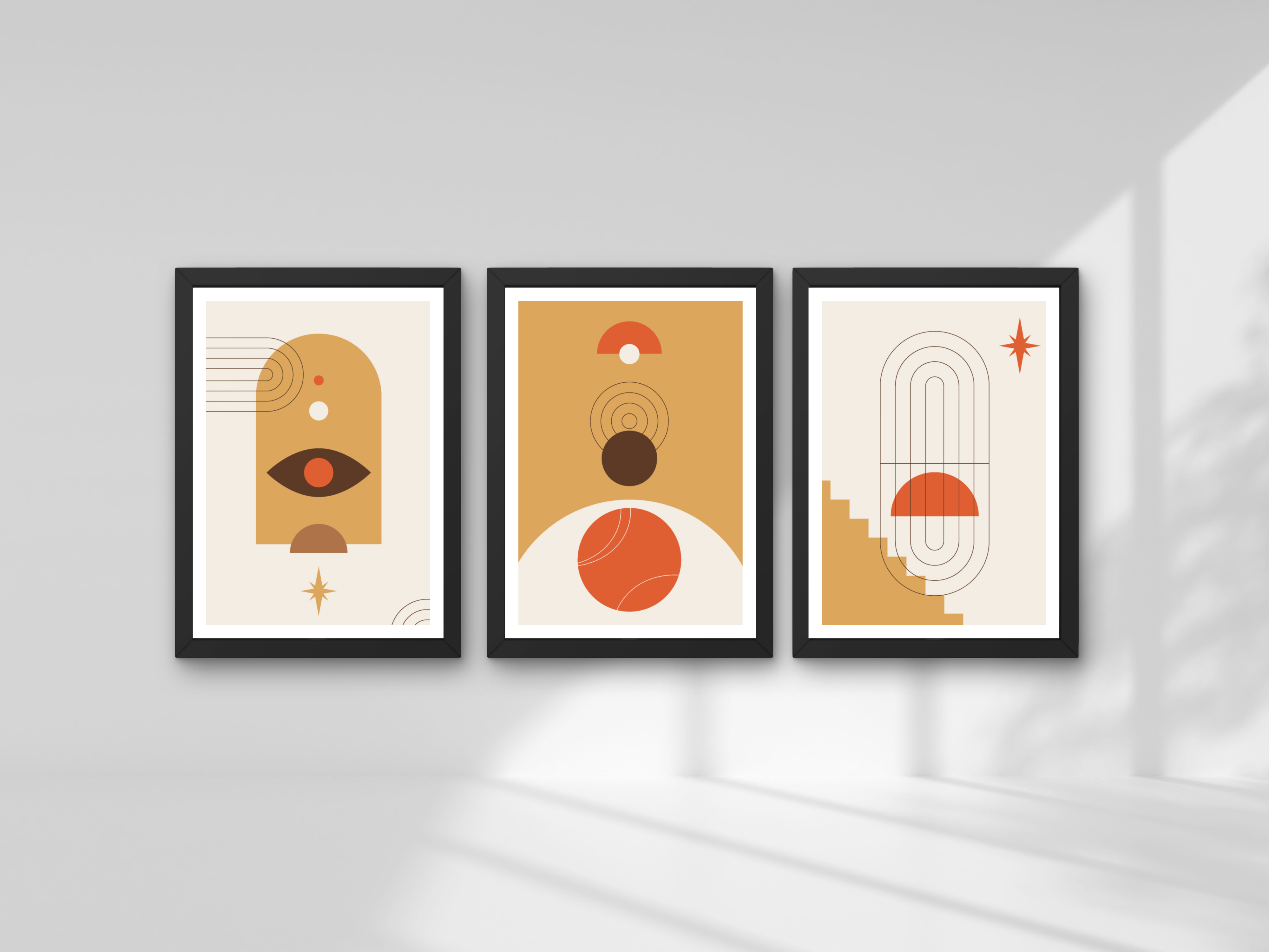 FRAMED "Abstract Art" Set of 4 Posters – A4 Size- Aesthetic Theme