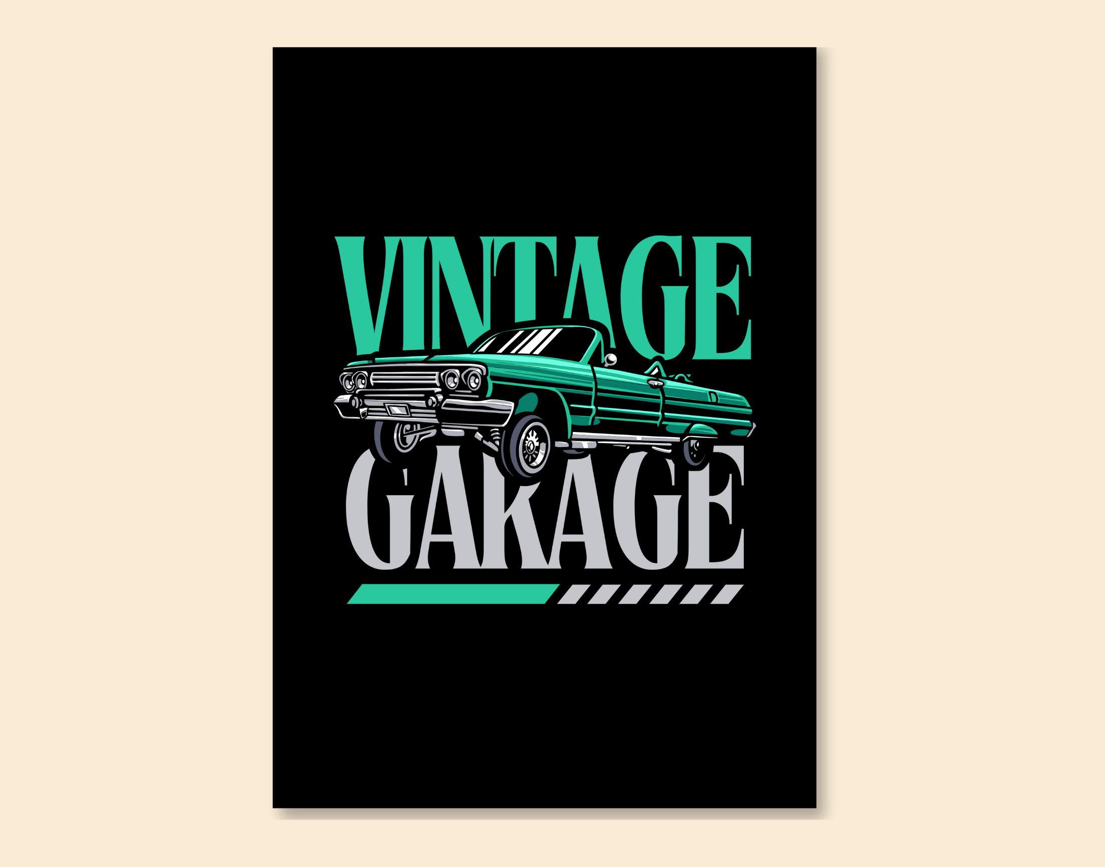 "VINTAGE GARAGE"- Shiny & Sturdy Metallic Poster Art That Pops & Sticks (Literally!)