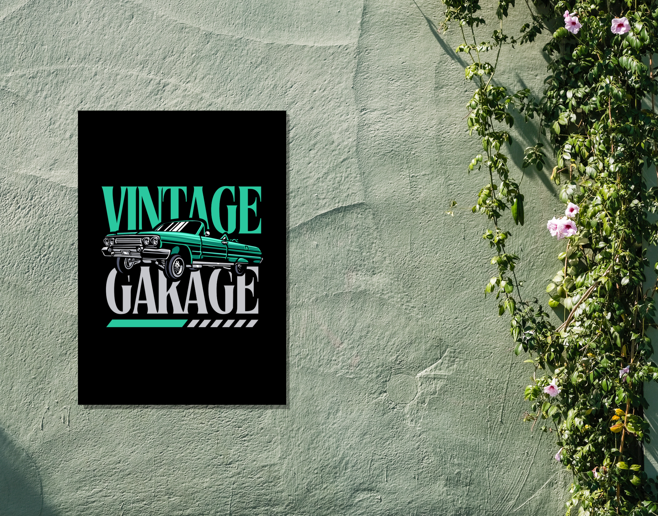 "VINTAGE GARAGE"- Shiny & Sturdy Metallic Poster Art That Pops & Sticks (Literally!)