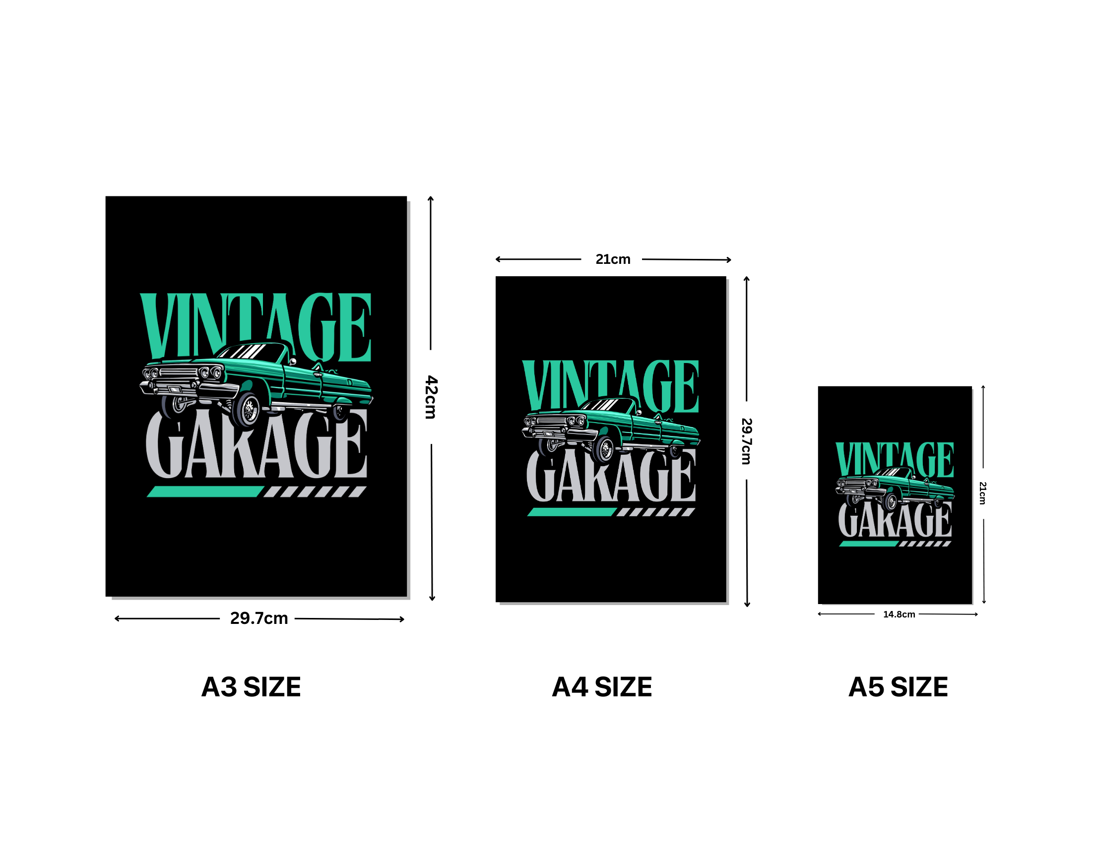 "VINTAGE GARAGE"- Shiny & Sturdy Metallic Poster Art That Pops & Sticks (Literally!)