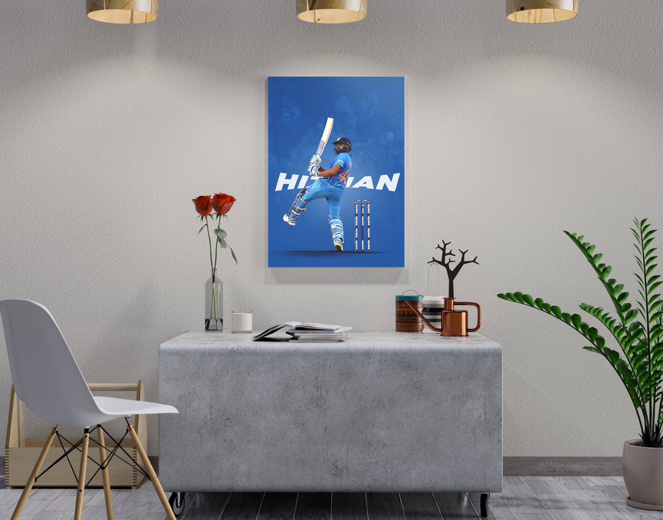 "BLEED BLUE: ROHIT SHARMA"- Shiny & Sturdy Metallic Poster Art That Pops & Sticks