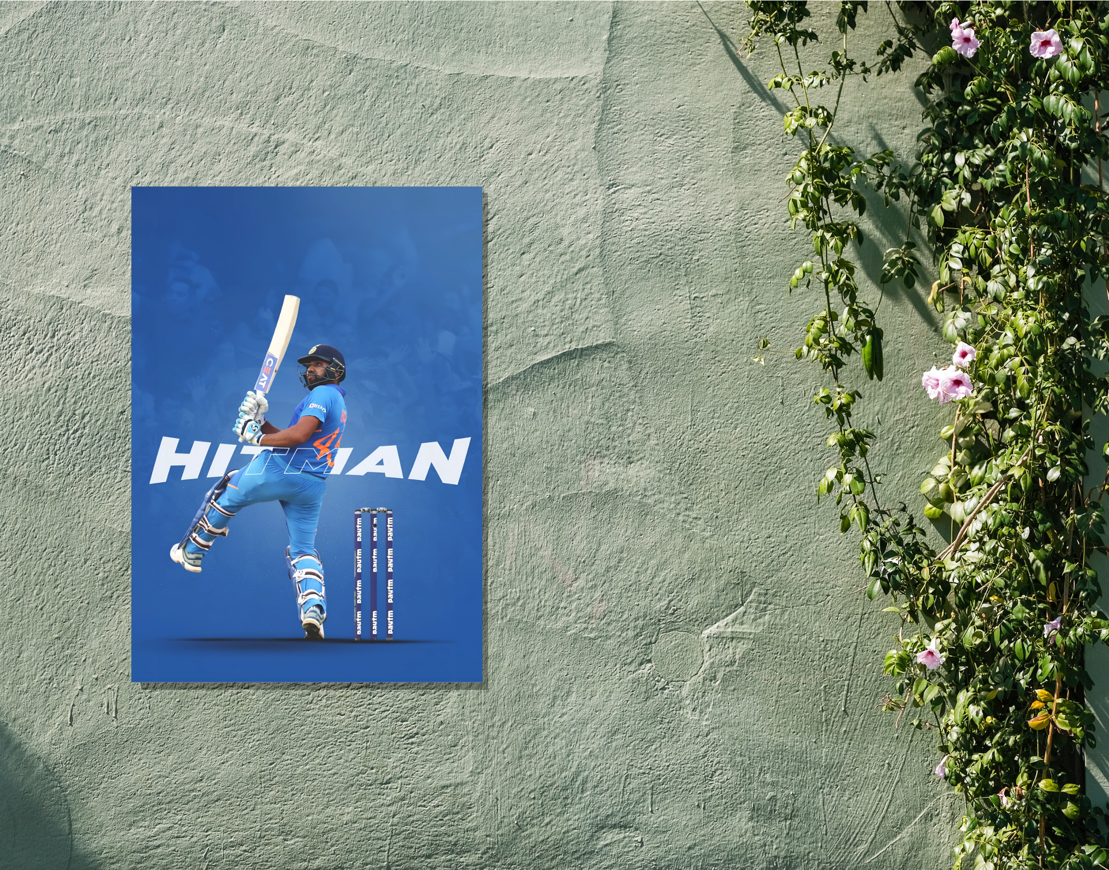 "BLEED BLUE: ROHIT SHARMA"- Shiny & Sturdy Metallic Poster Art That Pops & Sticks