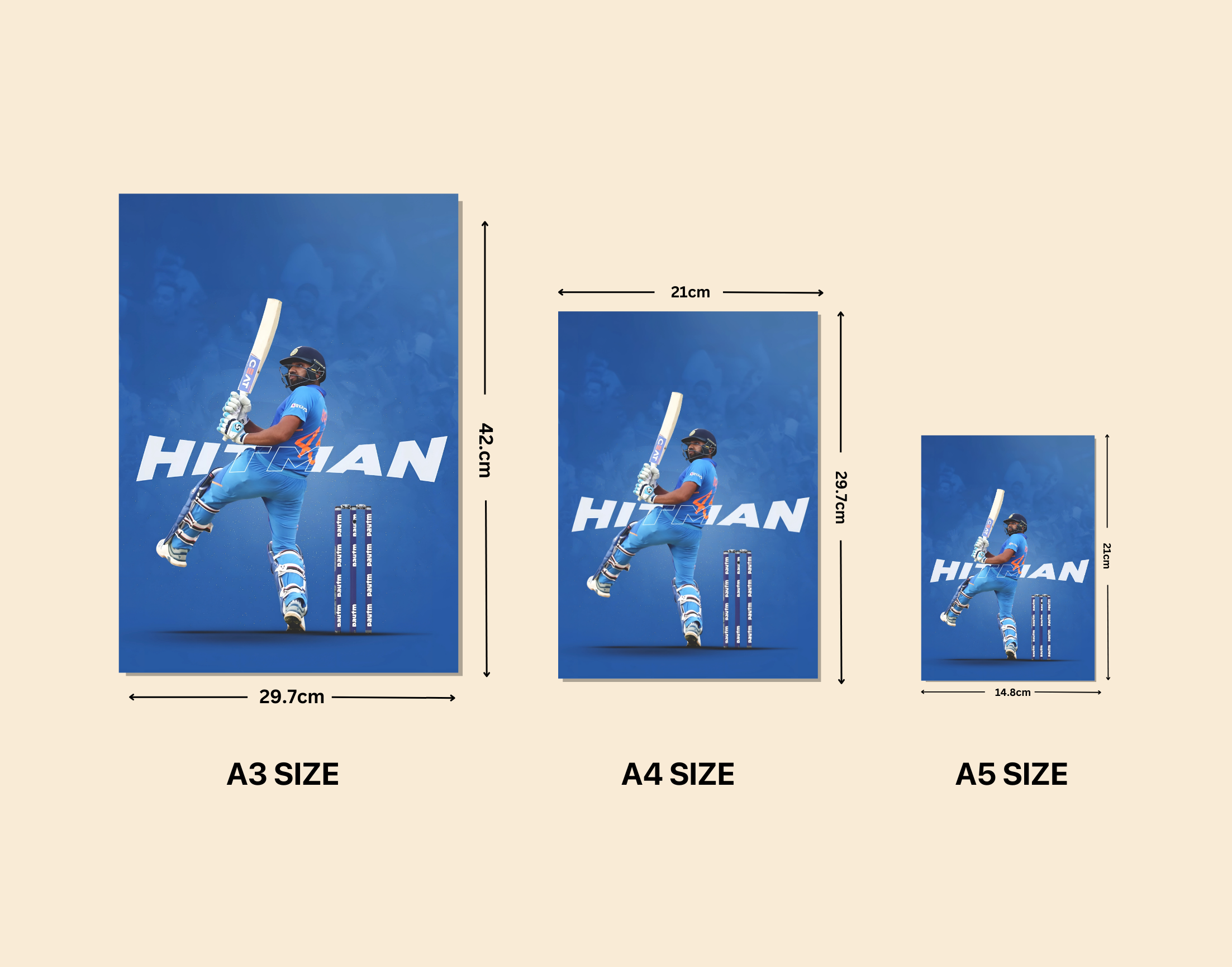 "BLEED BLUE: ROHIT SHARMA"- Shiny & Sturdy Metallic Poster Art That Pops & Sticks