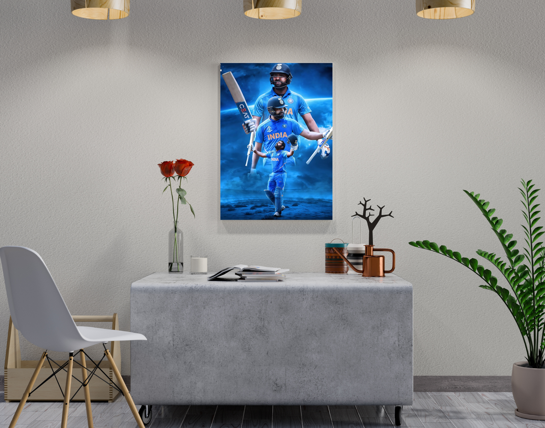 "ROHIT SHARMA: INDIAN CAPTAIN"- Shiny & Sturdy Metallic Poster Art That Pops & Sticks