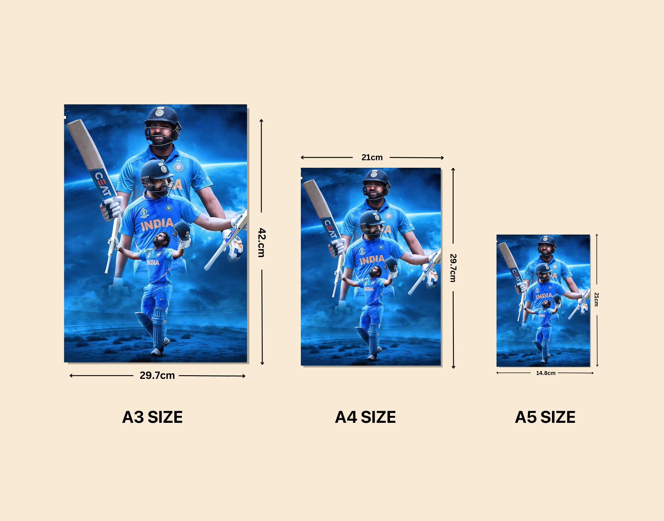 "ROHIT SHARMA: INDIAN CAPTAIN"- Shiny & Sturdy Metallic Poster Art That Pops & Sticks
