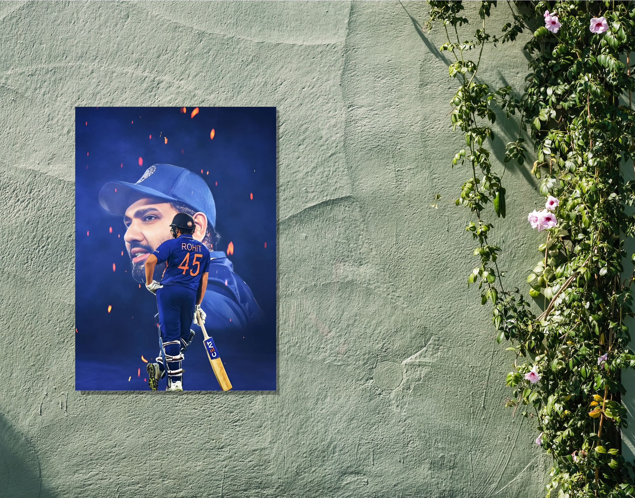 "Rohit Sharma #45: Hitman Shana"- Shiny & Sturdy Metallic Poster Art That Pops & Sticks