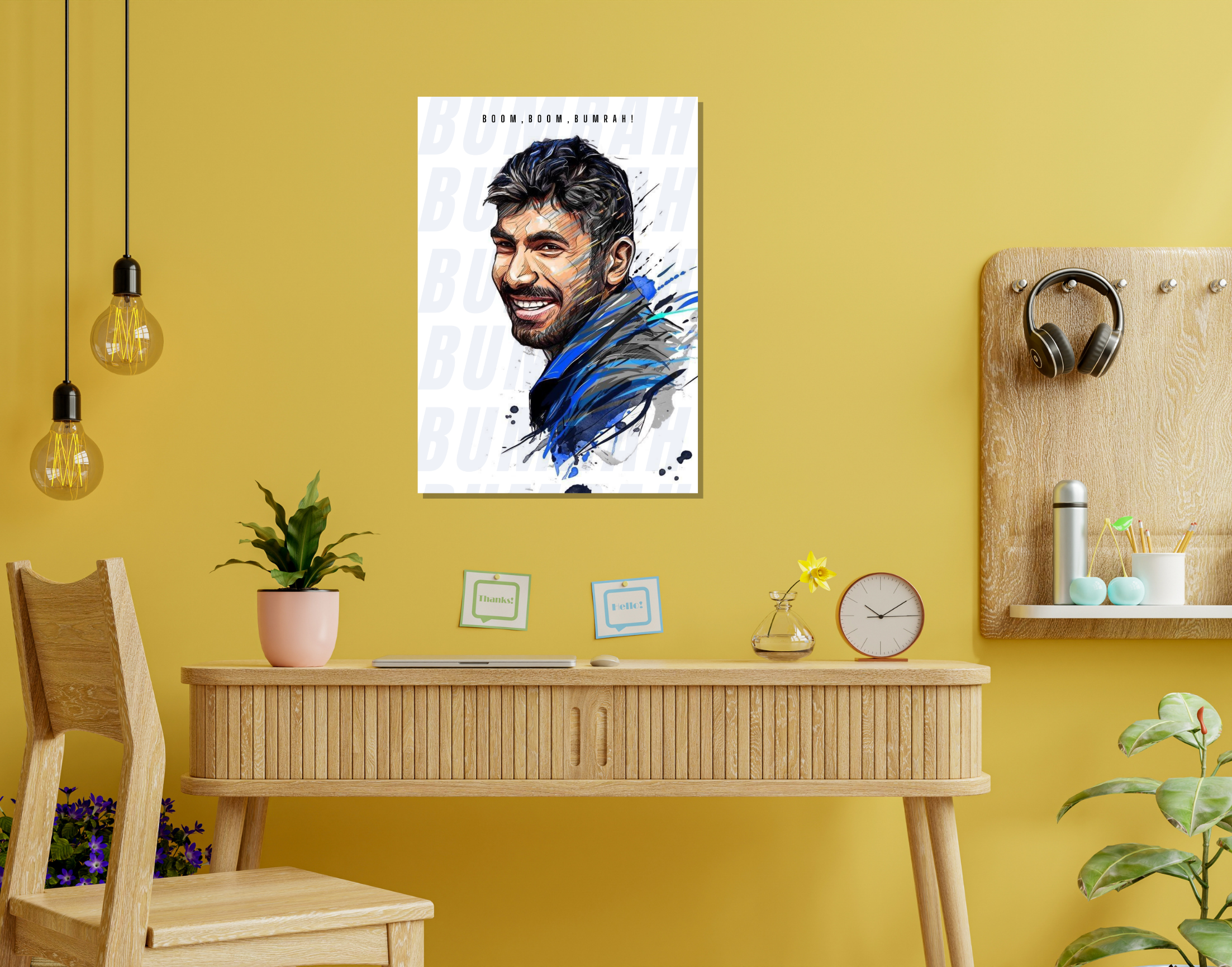 "BOOM BOOM BUMRAH-Sketch"- Shiny & Sturdy Metallic Poster Art That Pops & Sticks