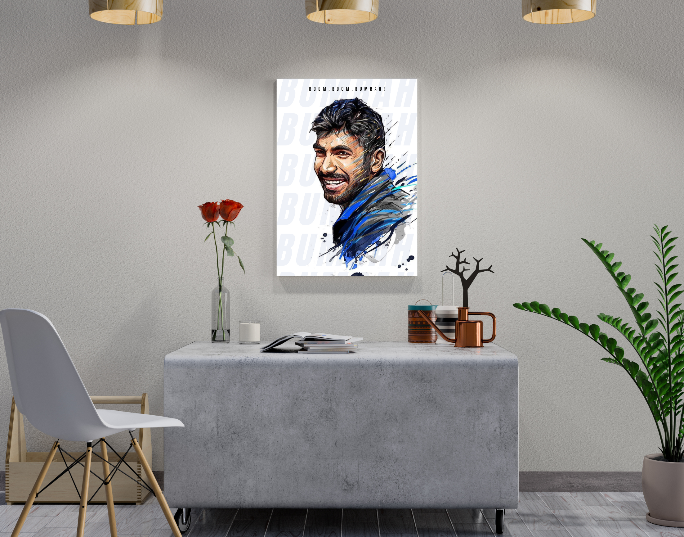 "BOOM BOOM BUMRAH-Sketch"- Shiny & Sturdy Metallic Poster Art That Pops & Sticks