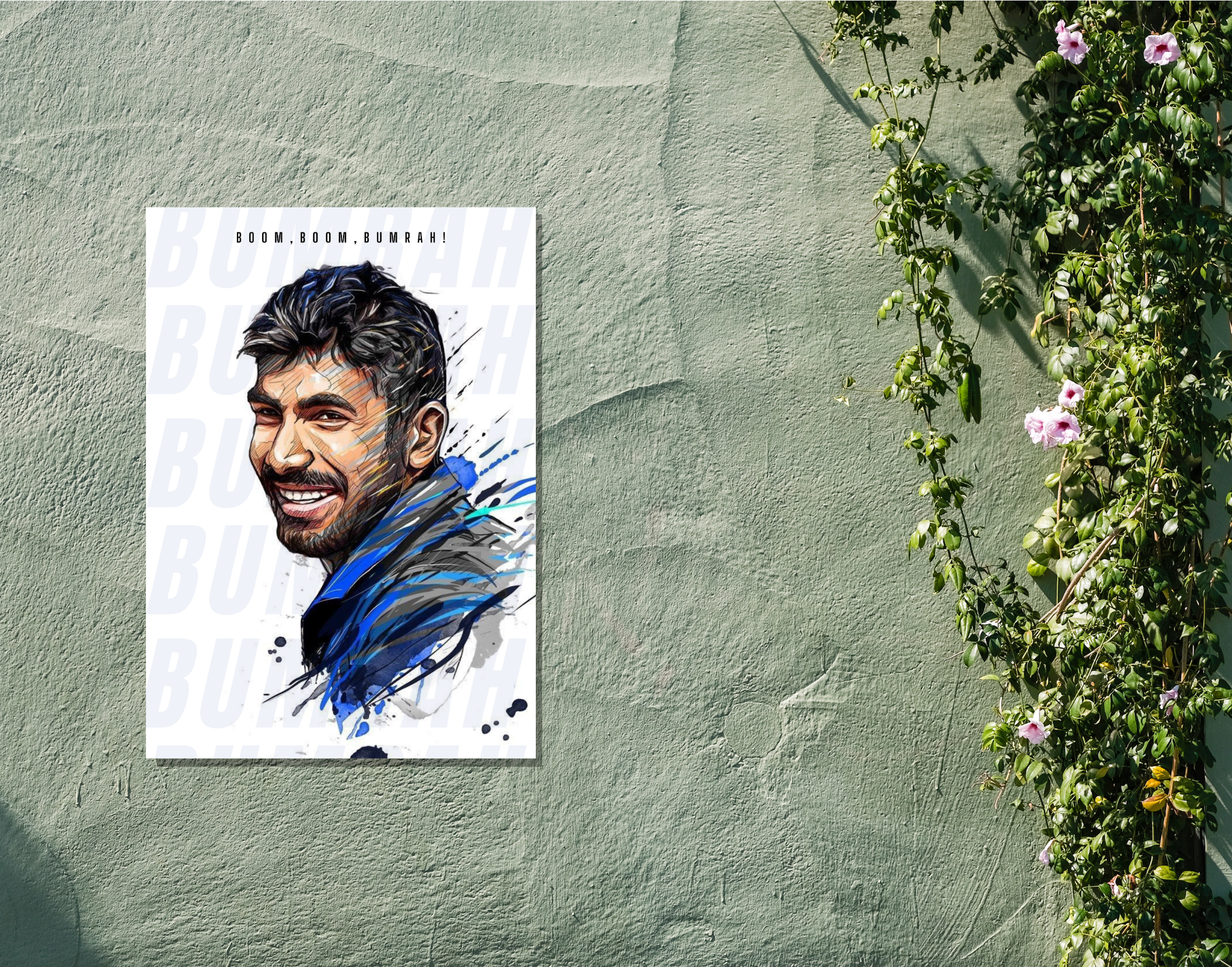 "BOOM BOOM BUMRAH-Sketch"- Shiny & Sturdy Metallic Poster Art That Pops & Sticks