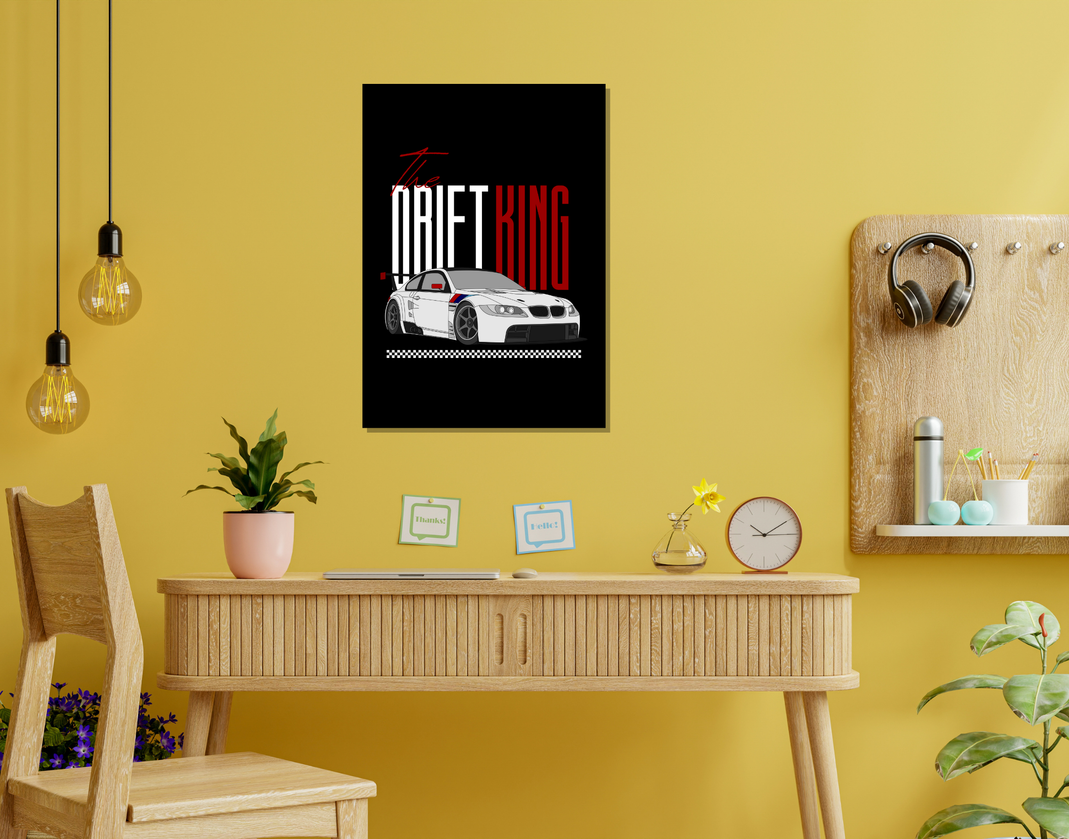 "DRIFT KING- CAR"- Shiny & Sturdy Metallic Poster Art That Pops & Sticks (Literally!)
