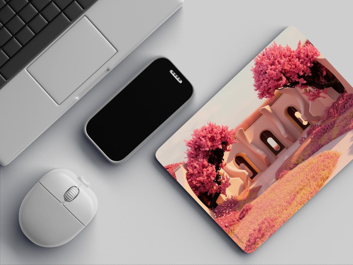 "PINK BLOSSOM VIEW" Mousepad Enhance Your Workspace with Style