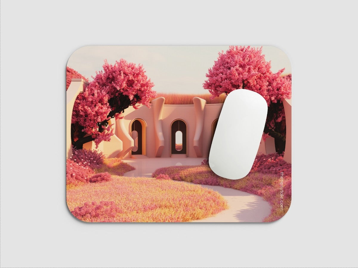 "PINK BLOSSOM VIEW" Mousepad Enhance Your Workspace with Style